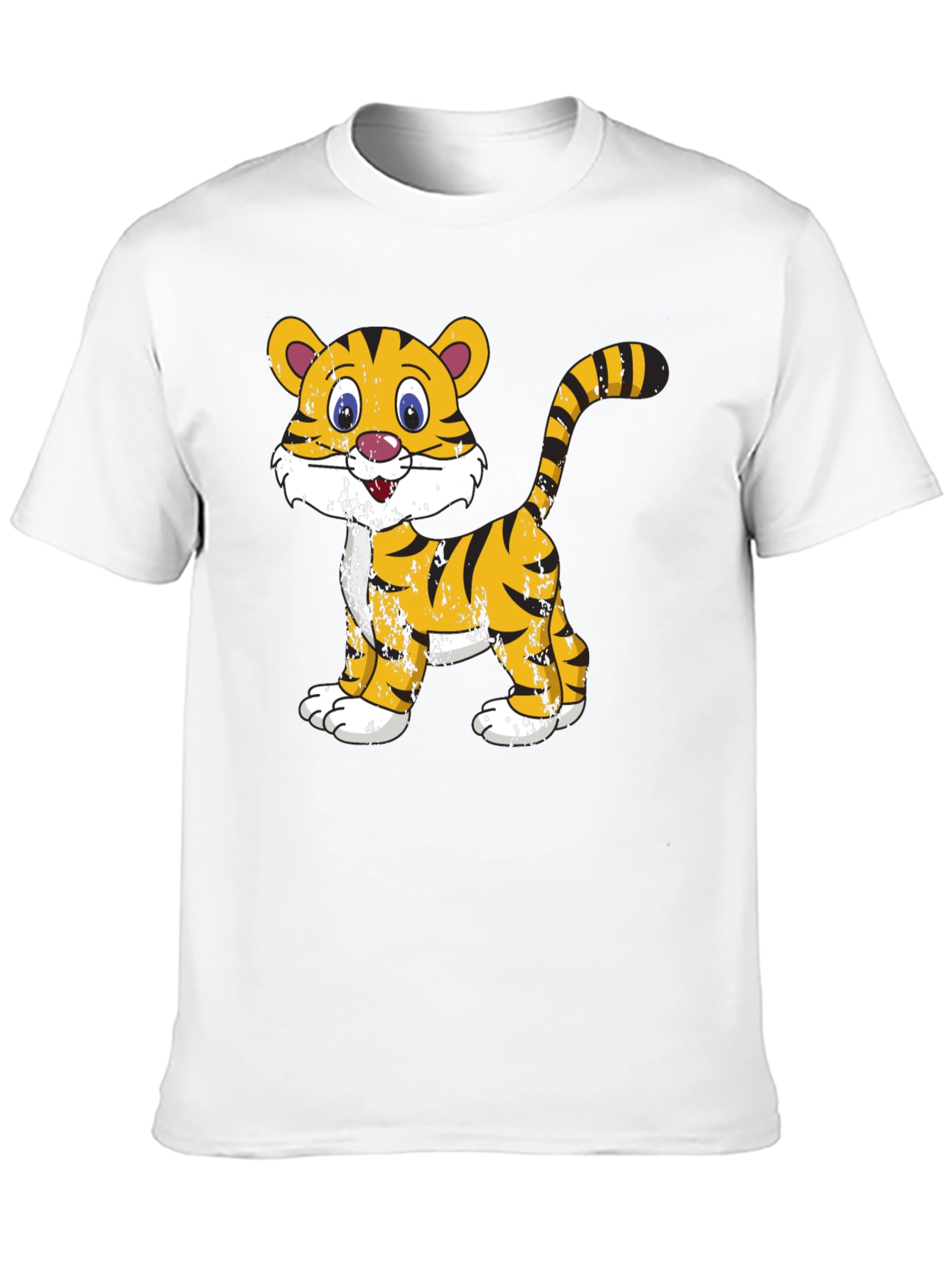 Cartoon Tiger Graphic T-Shirt - Black Cotton Tee