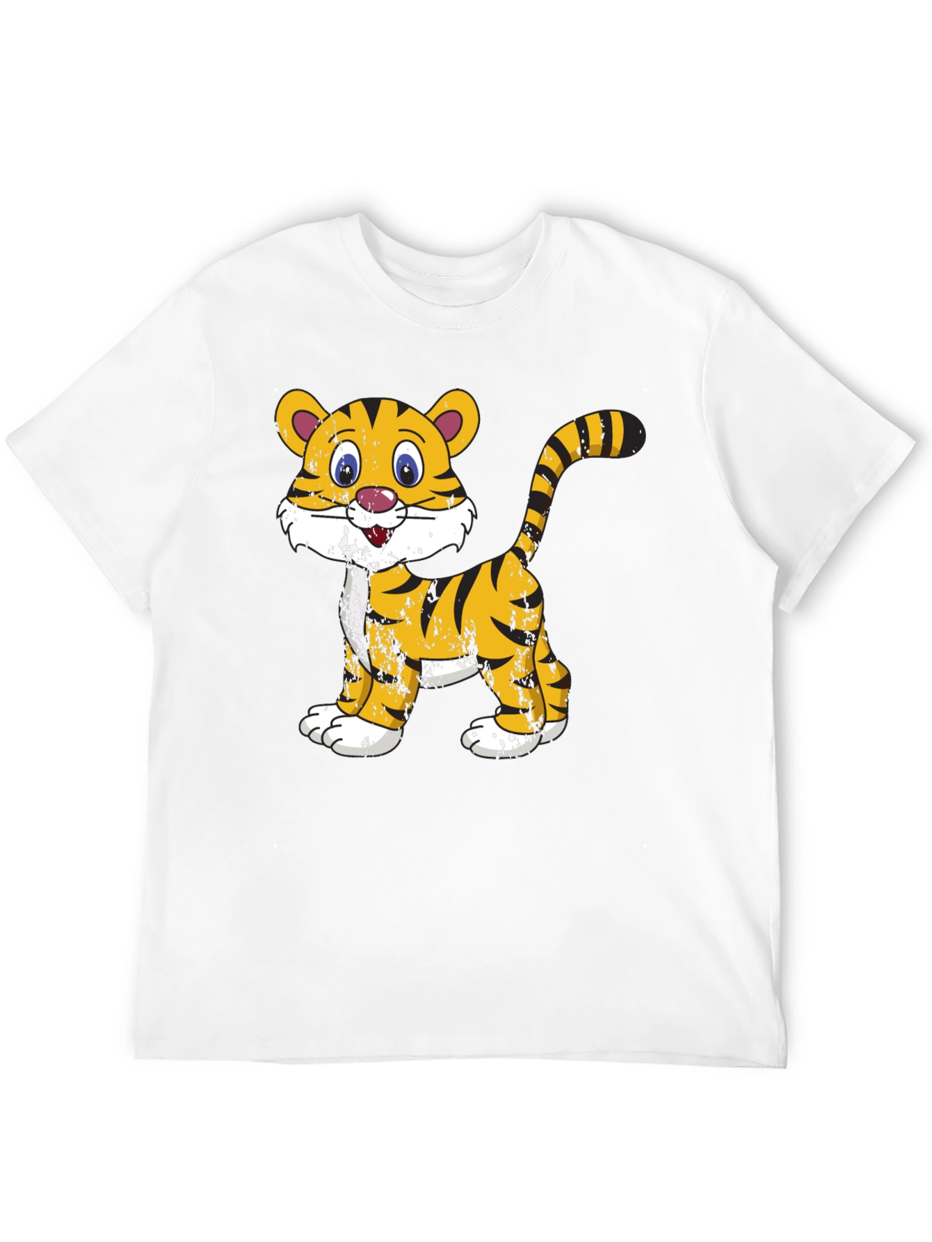 Cartoon Tiger Graphic T-Shirt - Black Cotton Tee