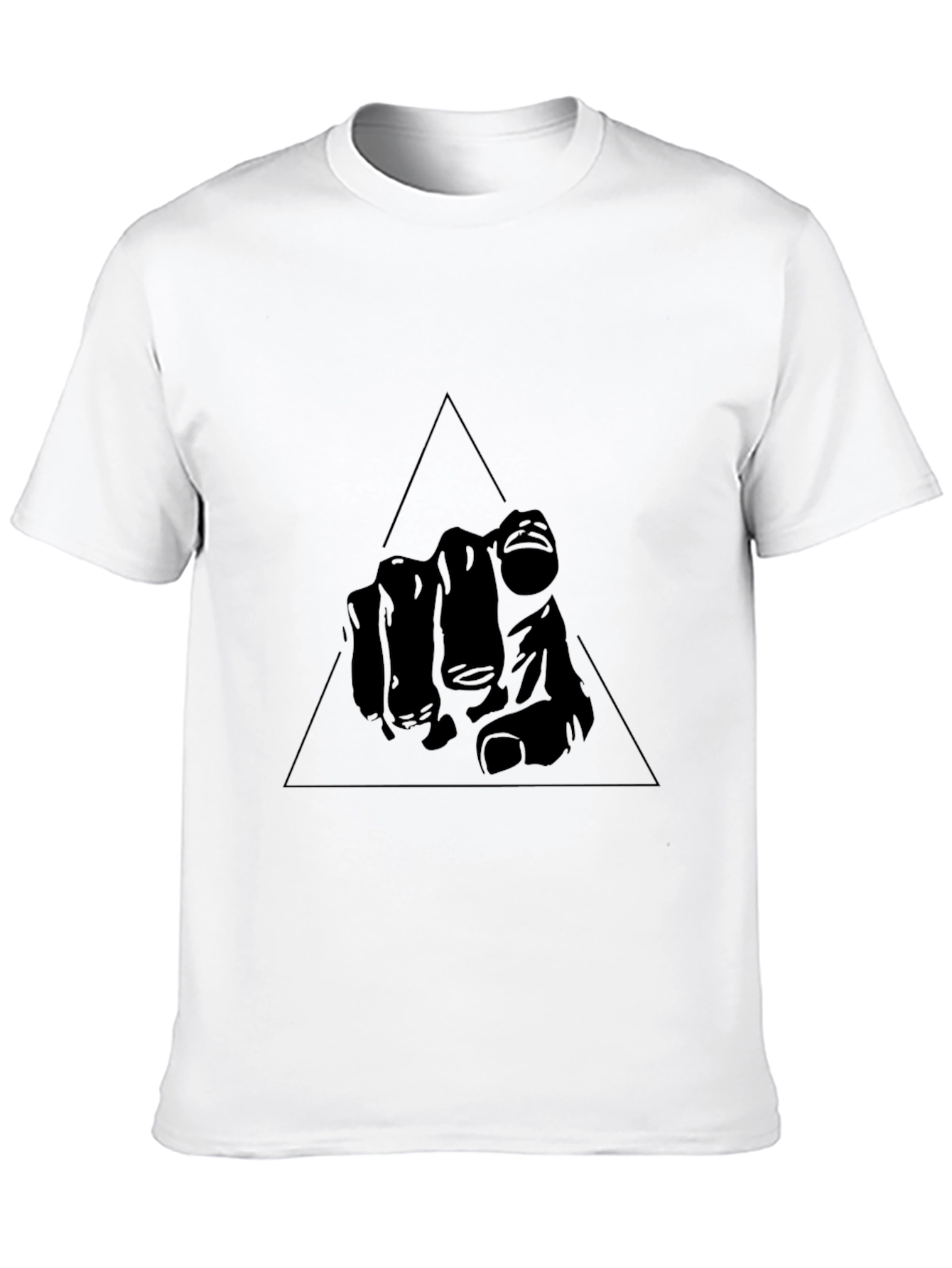 Mens Black Graphic Tee - Pointing Hand Triangle Design