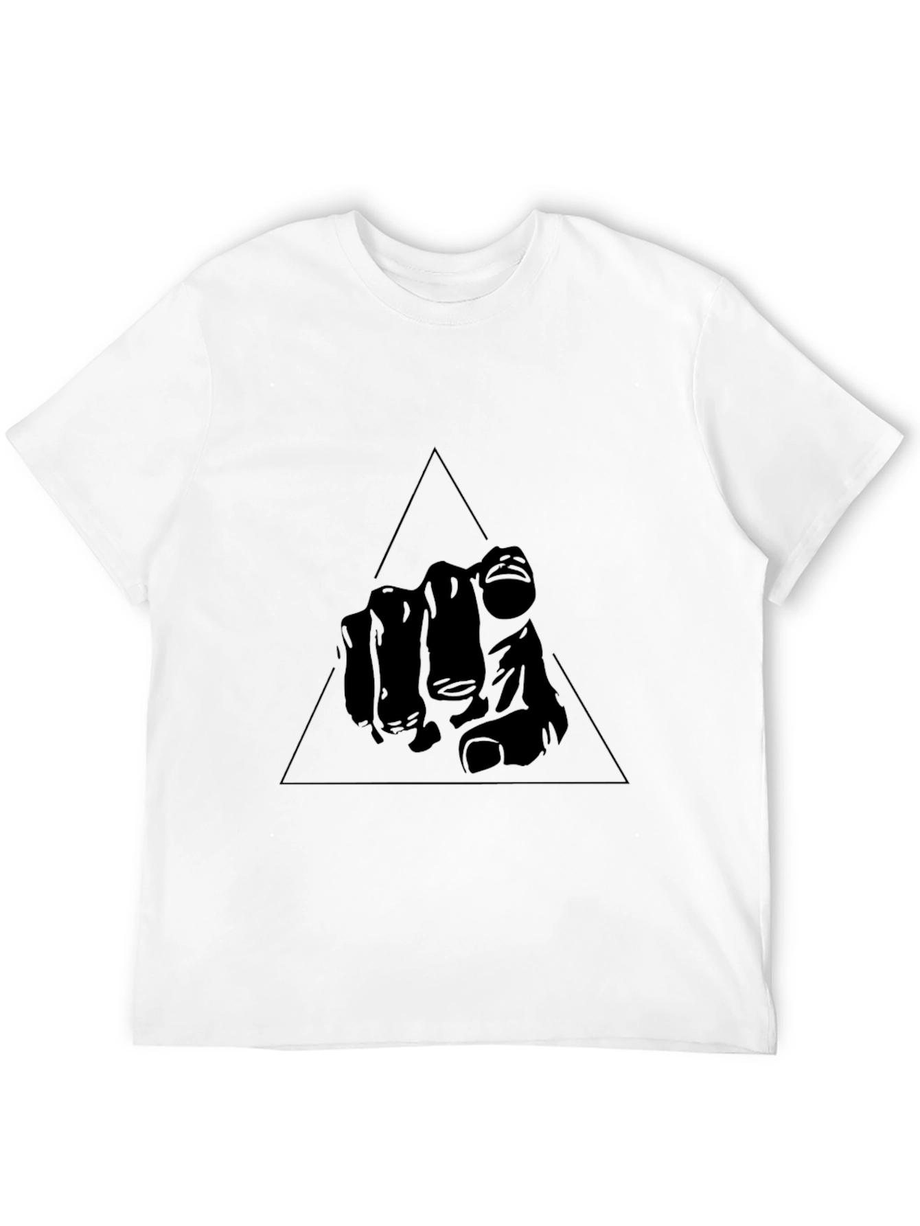 Mens Black Graphic Tee - Pointing Hand Triangle Design
