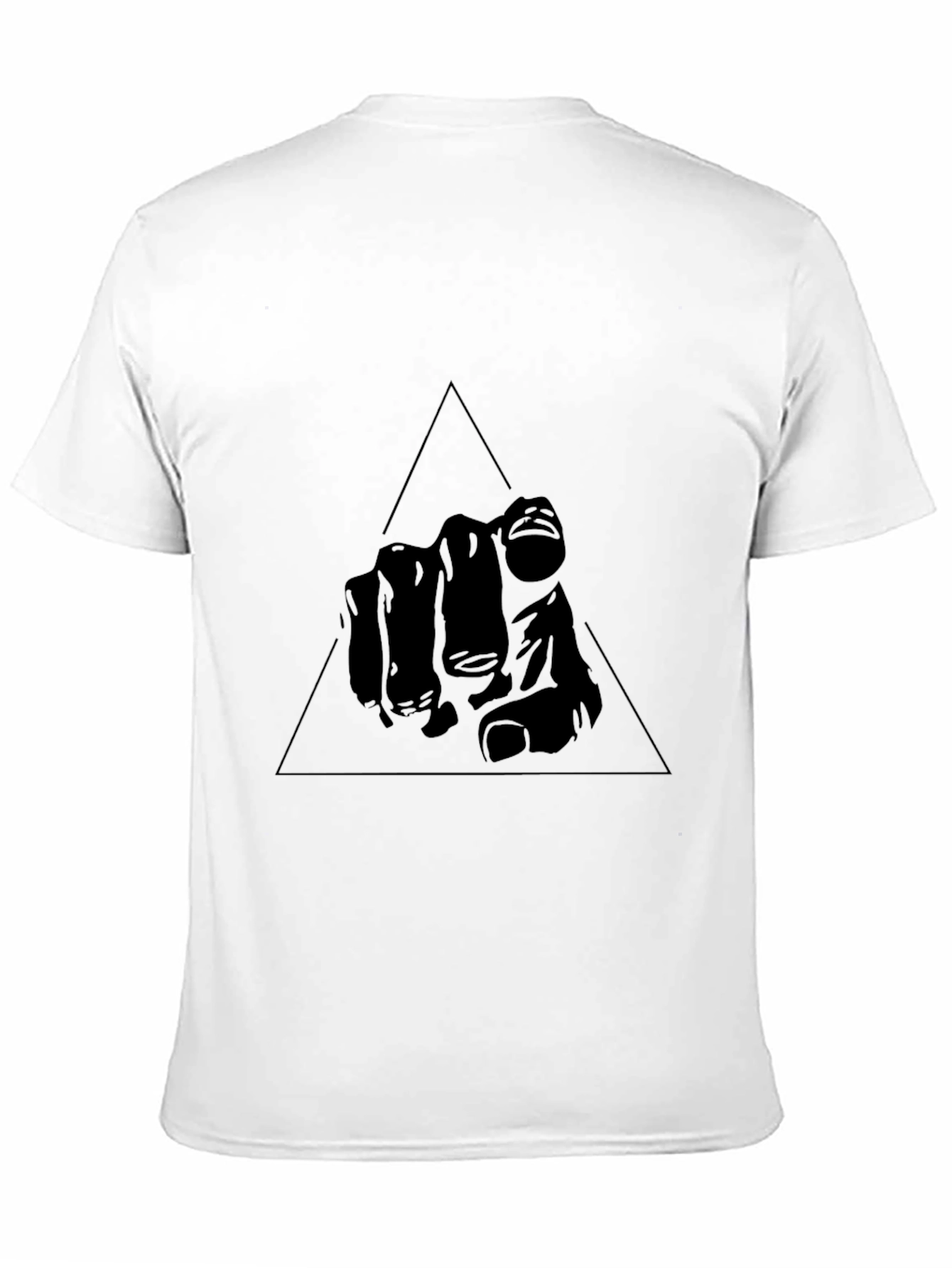 Mens Black Graphic Tee - Pointing Hand Triangle Design