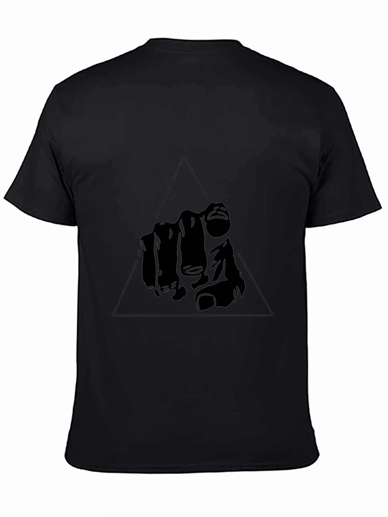 Mens Black Graphic Tee - Pointing Hand Triangle Design