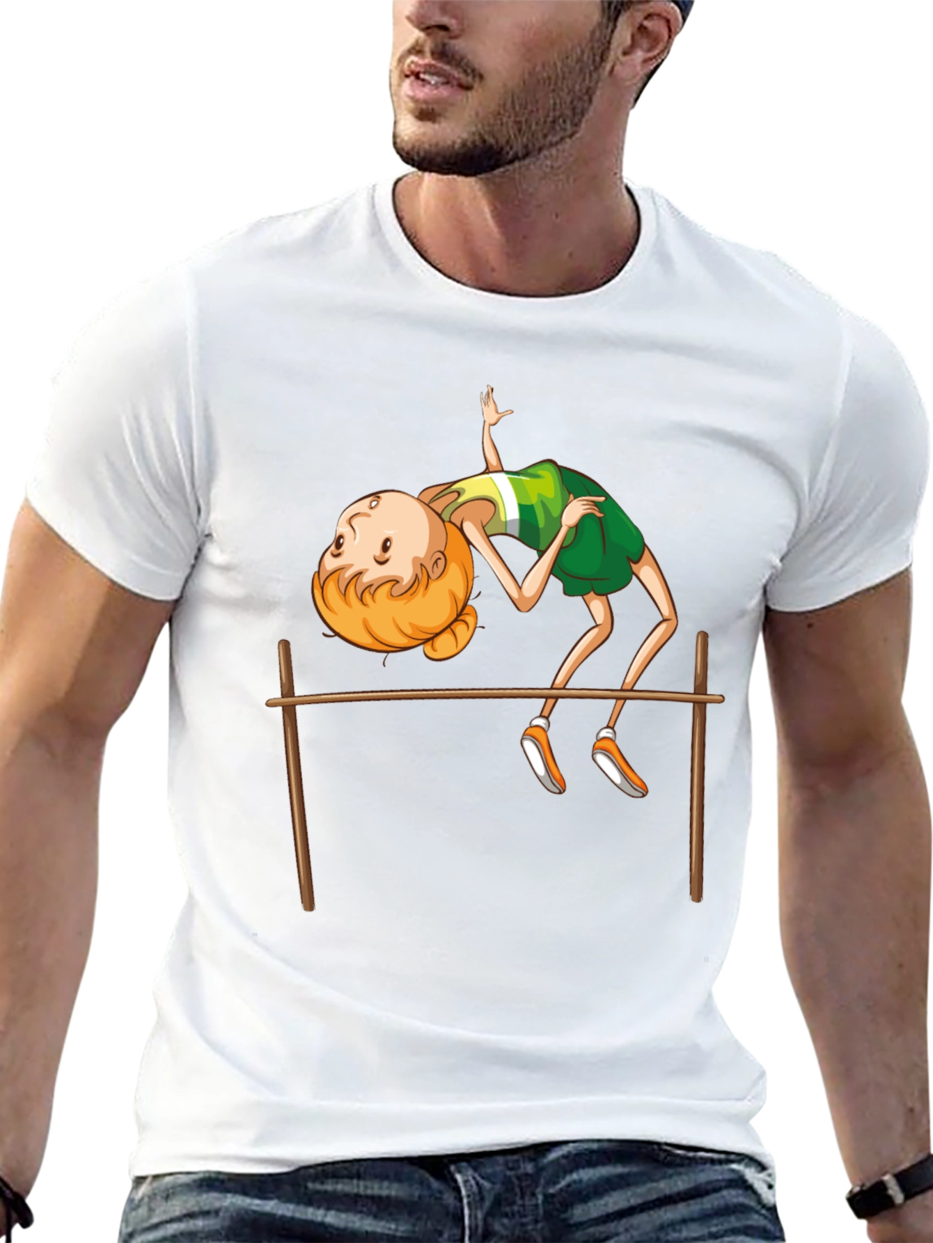 High Jump Cartoon Print Black T-Shirt