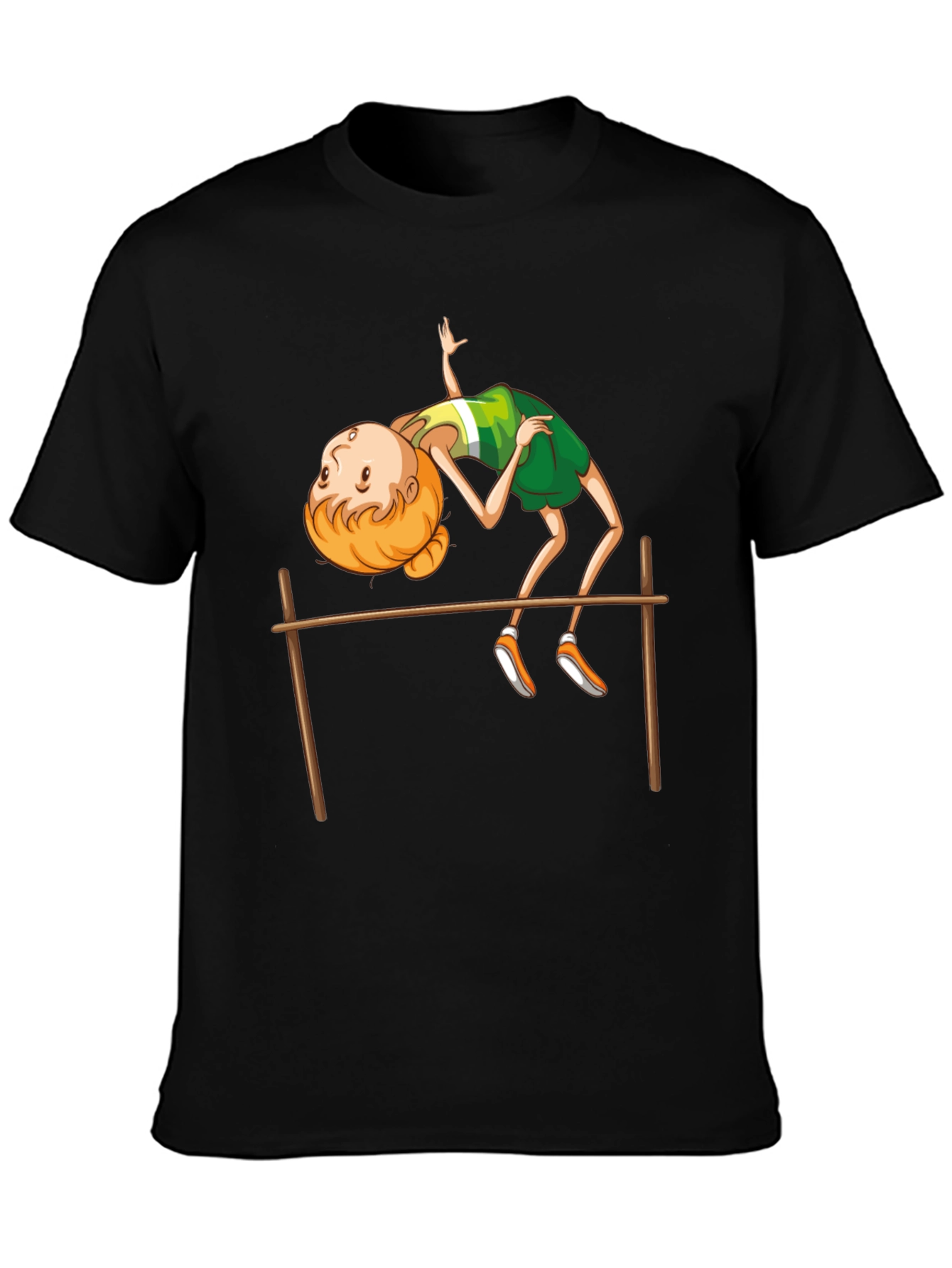 High Jump Cartoon Print Black T-Shirt