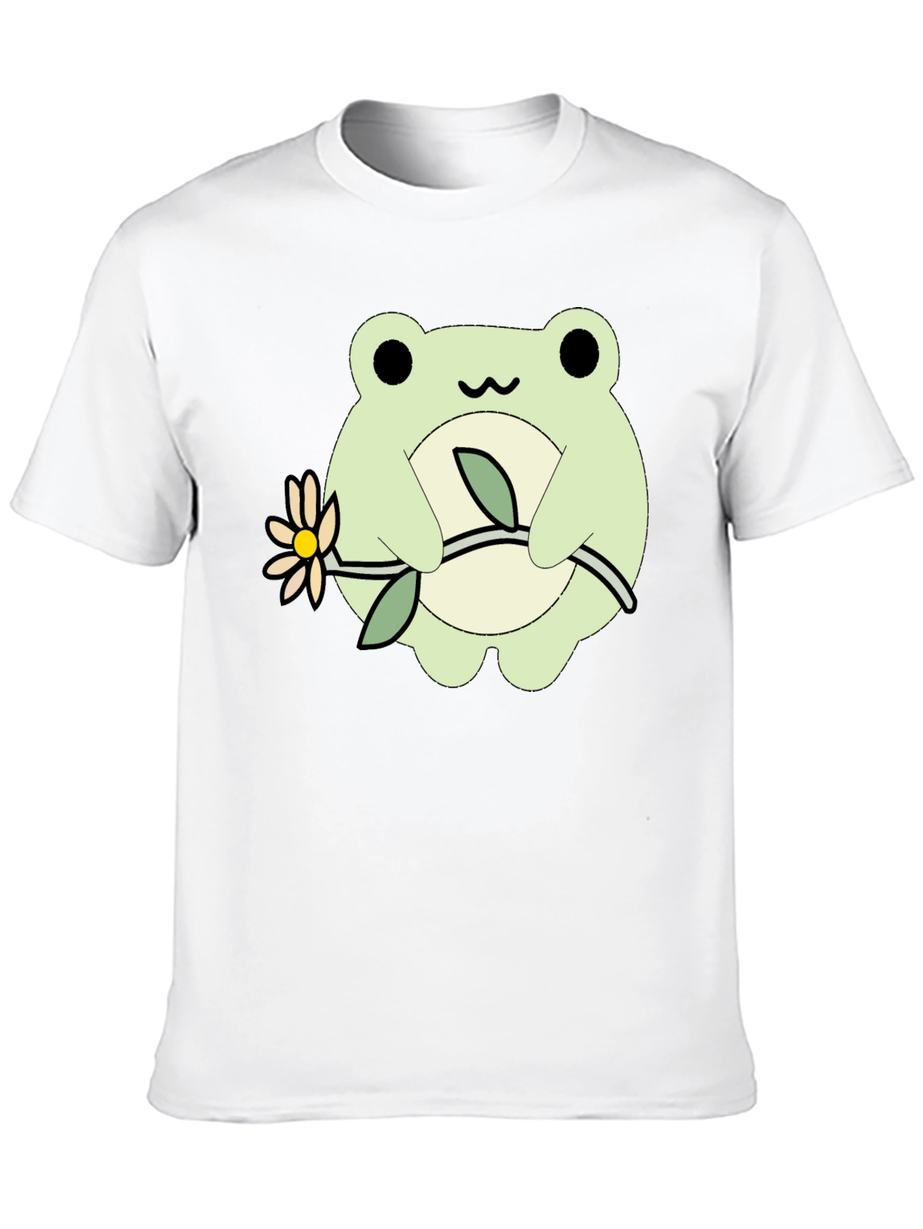 Cute Frog Holding Flower Graphic T-Shirt