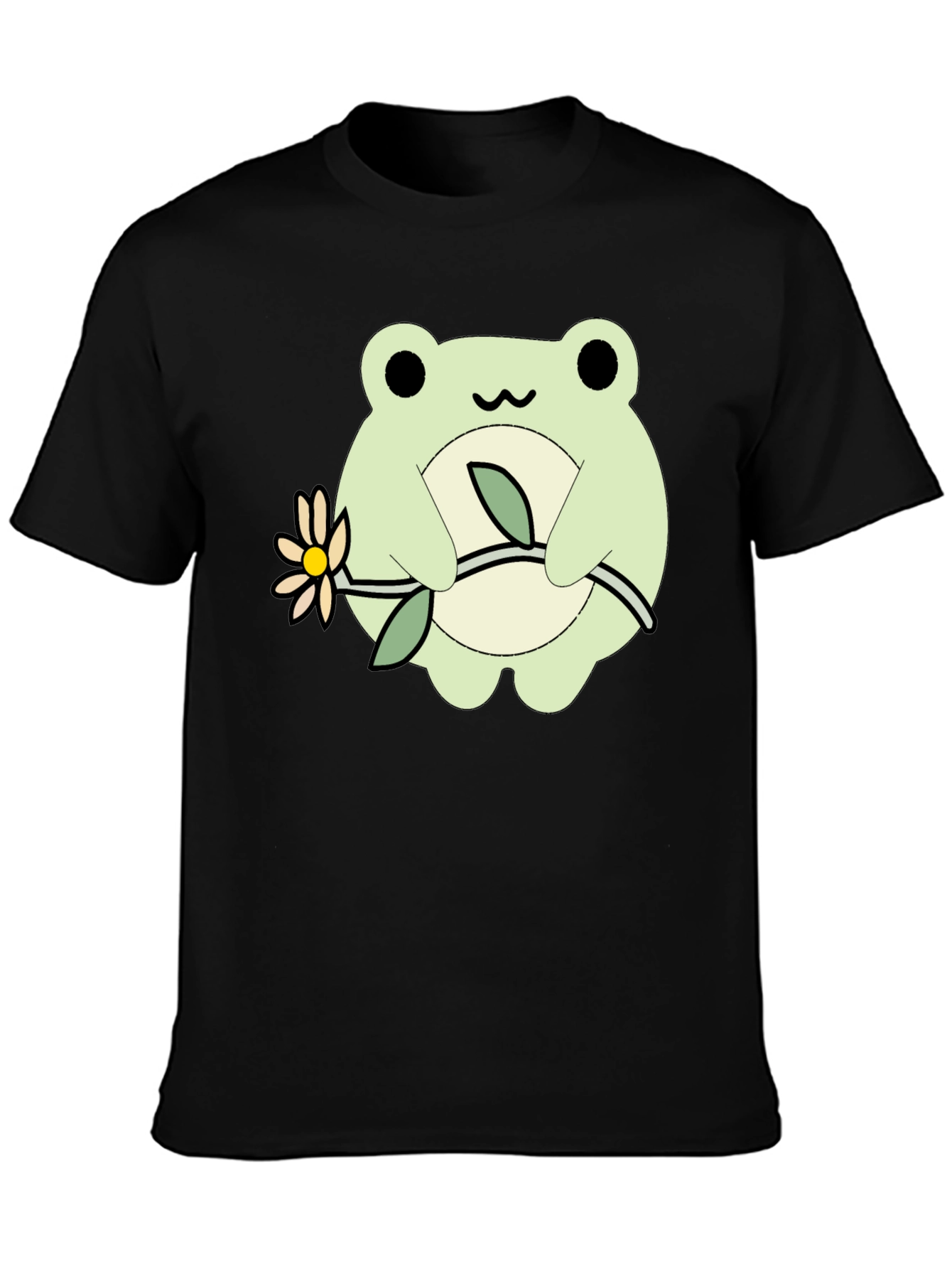 Cute Frog Holding Flower Graphic T-Shirt