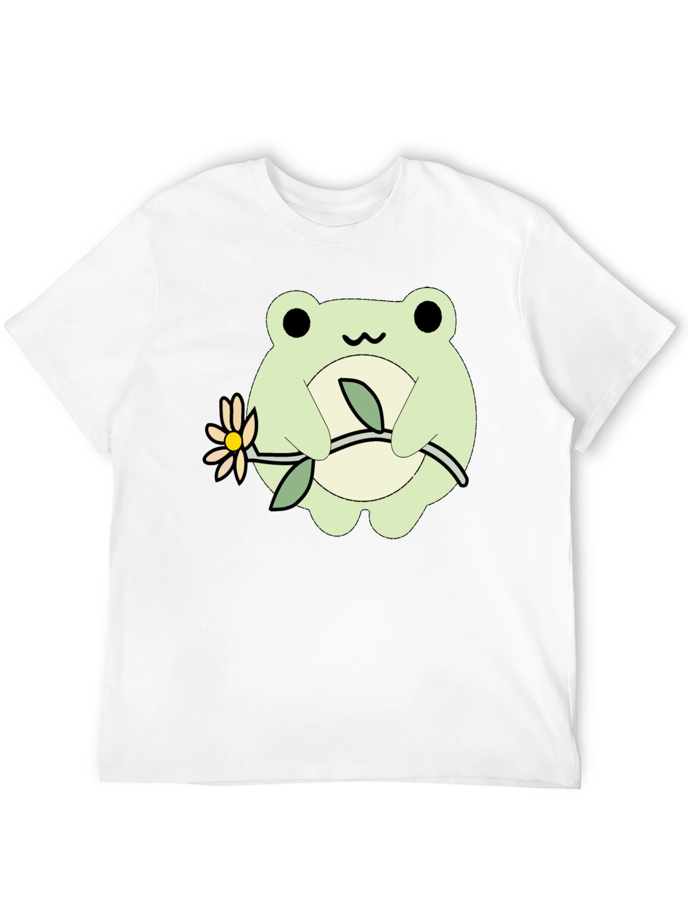 Cute Frog Holding Flower Graphic T-Shirt
