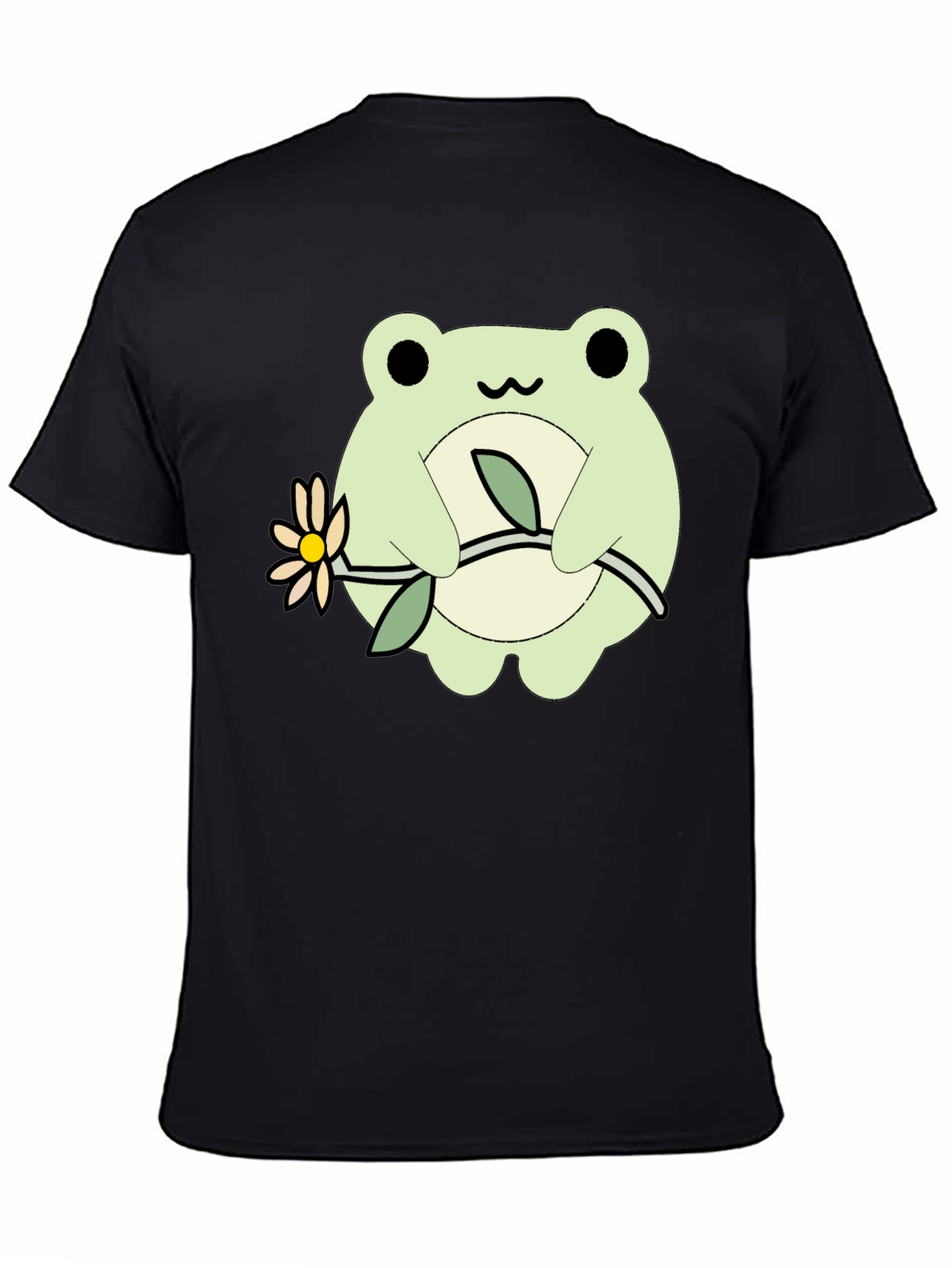 Cute Frog Holding Flower Graphic T-Shirt