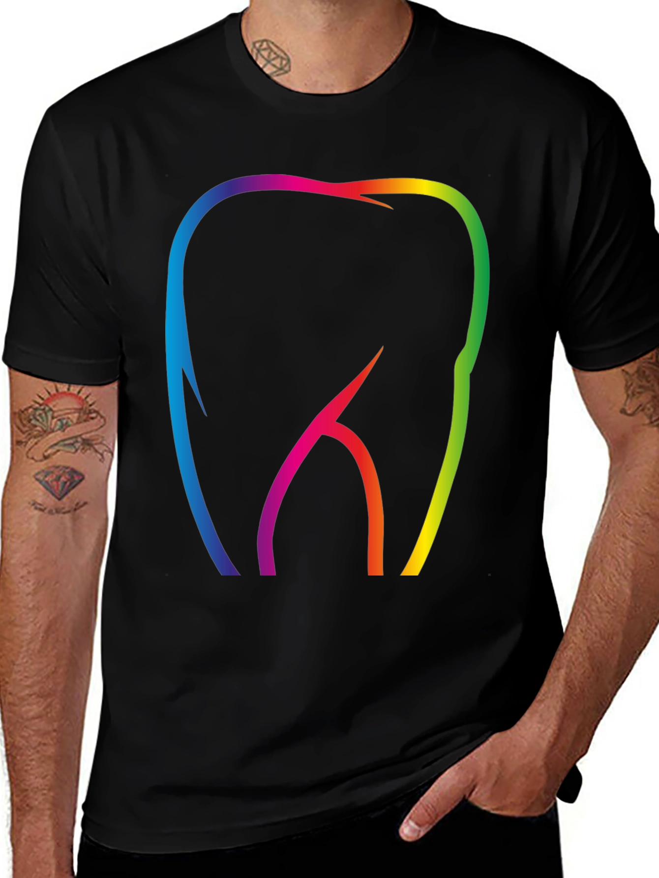 Rainbow Tooth Graphic T-Shirt - Dentist Pride