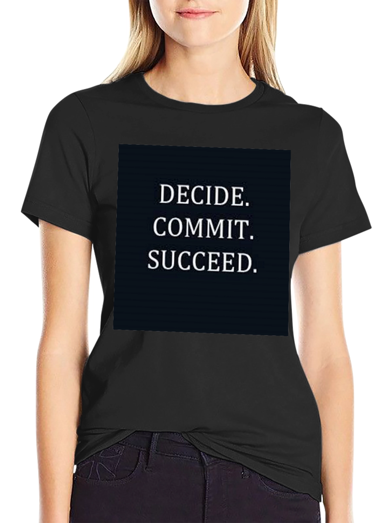 Motivational T-Shirt - Decide Commit Succeed - Black