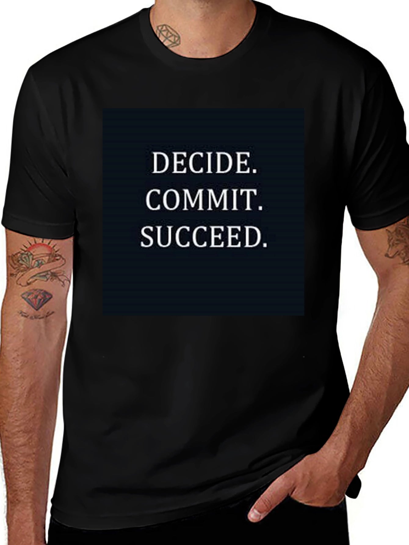 Motivational T-Shirt - Decide Commit Succeed - Black