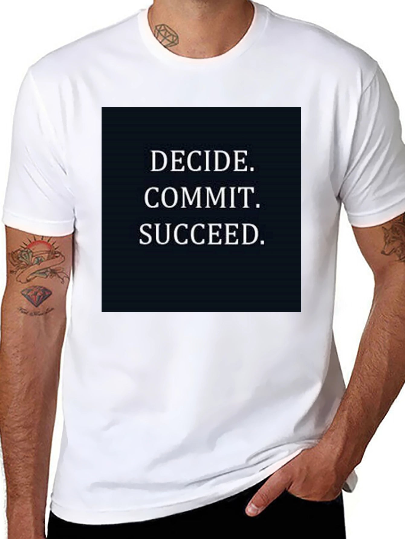 Motivational T-Shirt - Decide Commit Succeed - Black