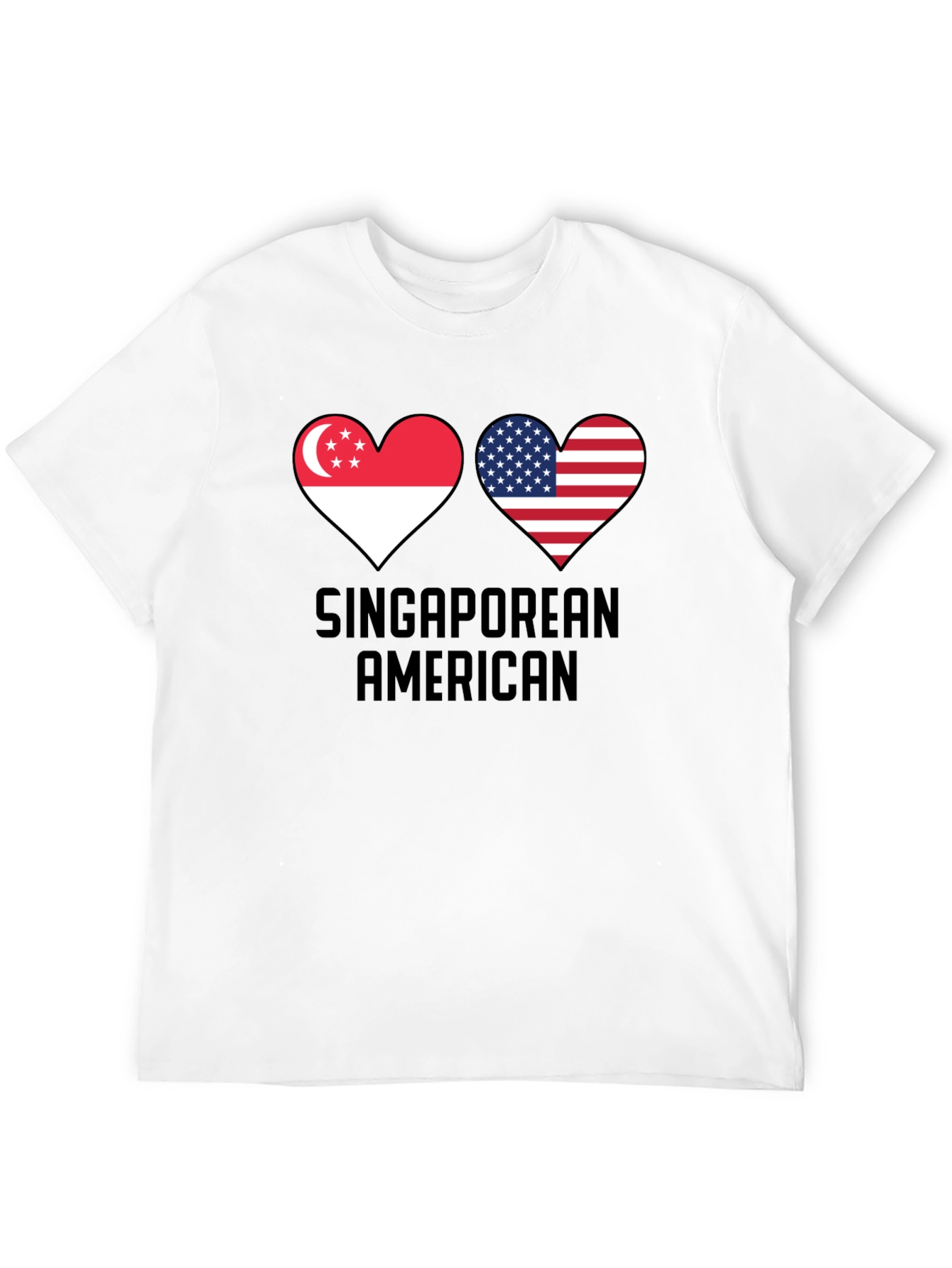 Singaporean American Flag Heart T-Shirt
