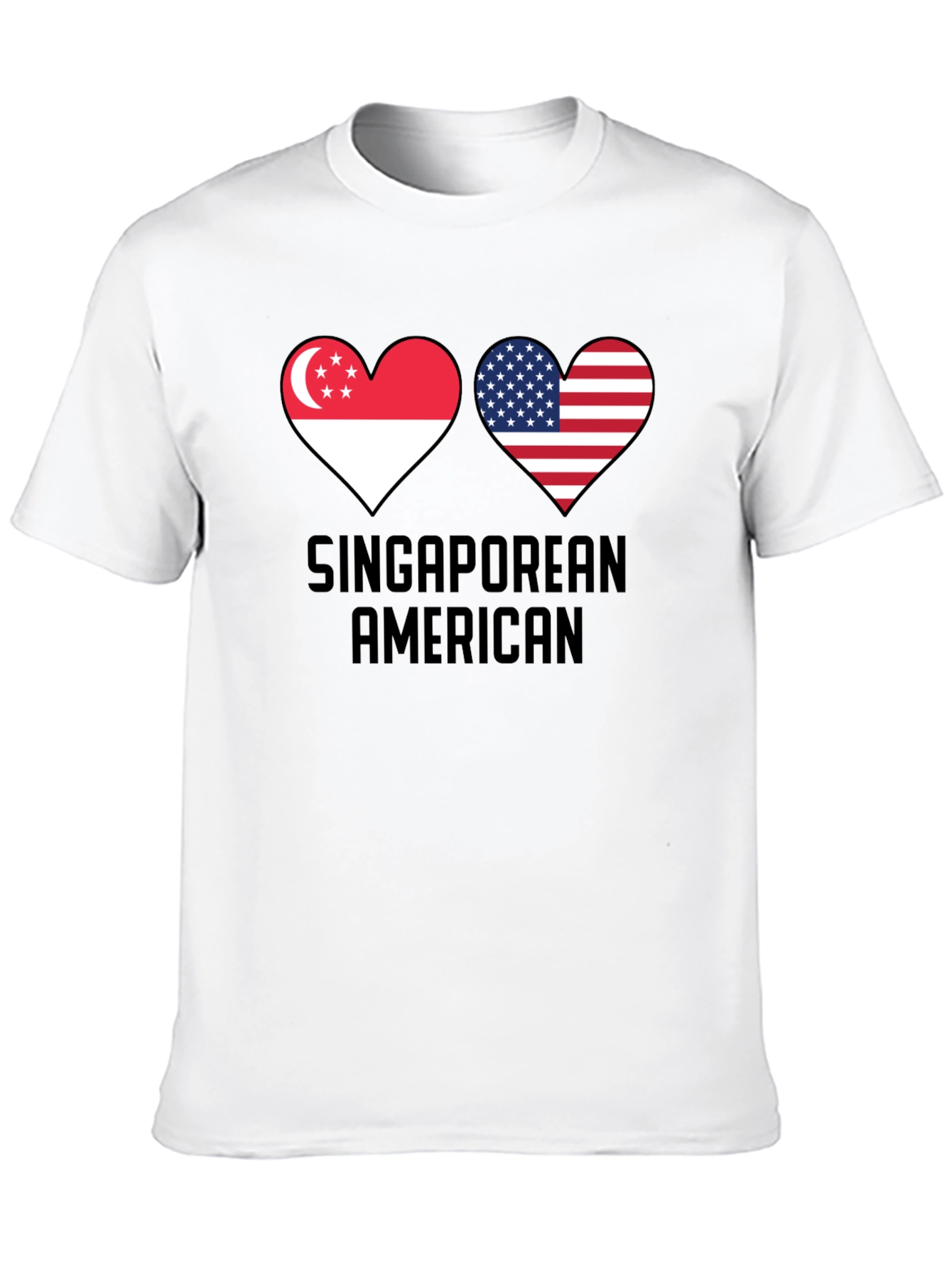 Singaporean American Flag Heart T-Shirt