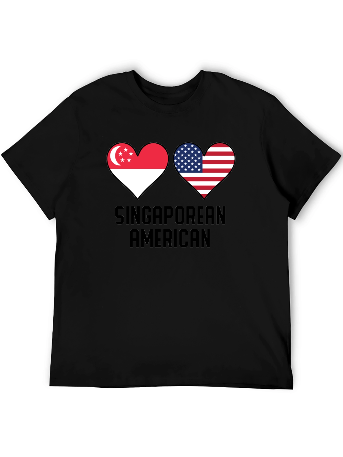 Singaporean American Flag Heart T-Shirt