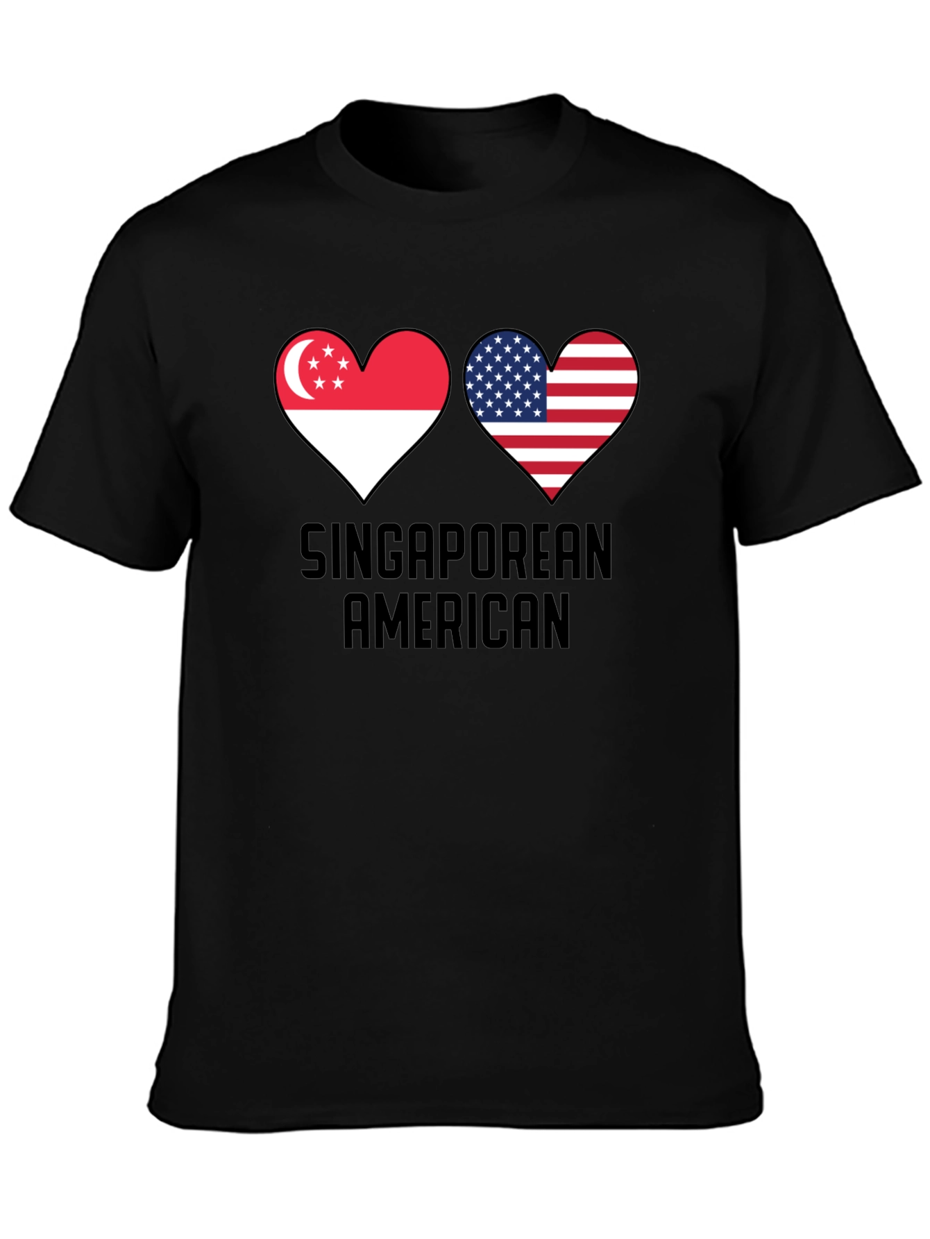 Singaporean American Flag Heart T-Shirt