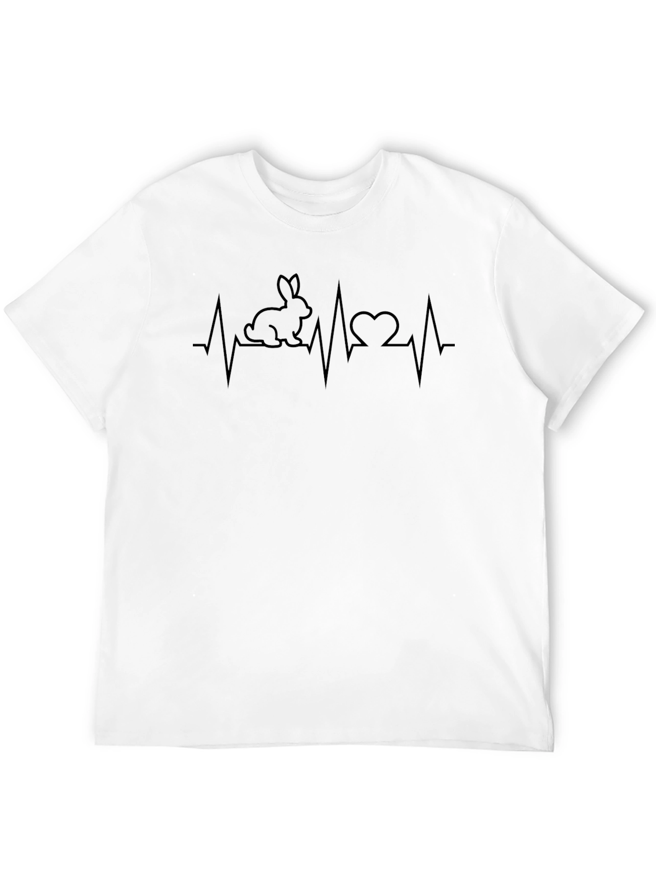 Bunny Heartbeat Graphic Tee - Black Cotton