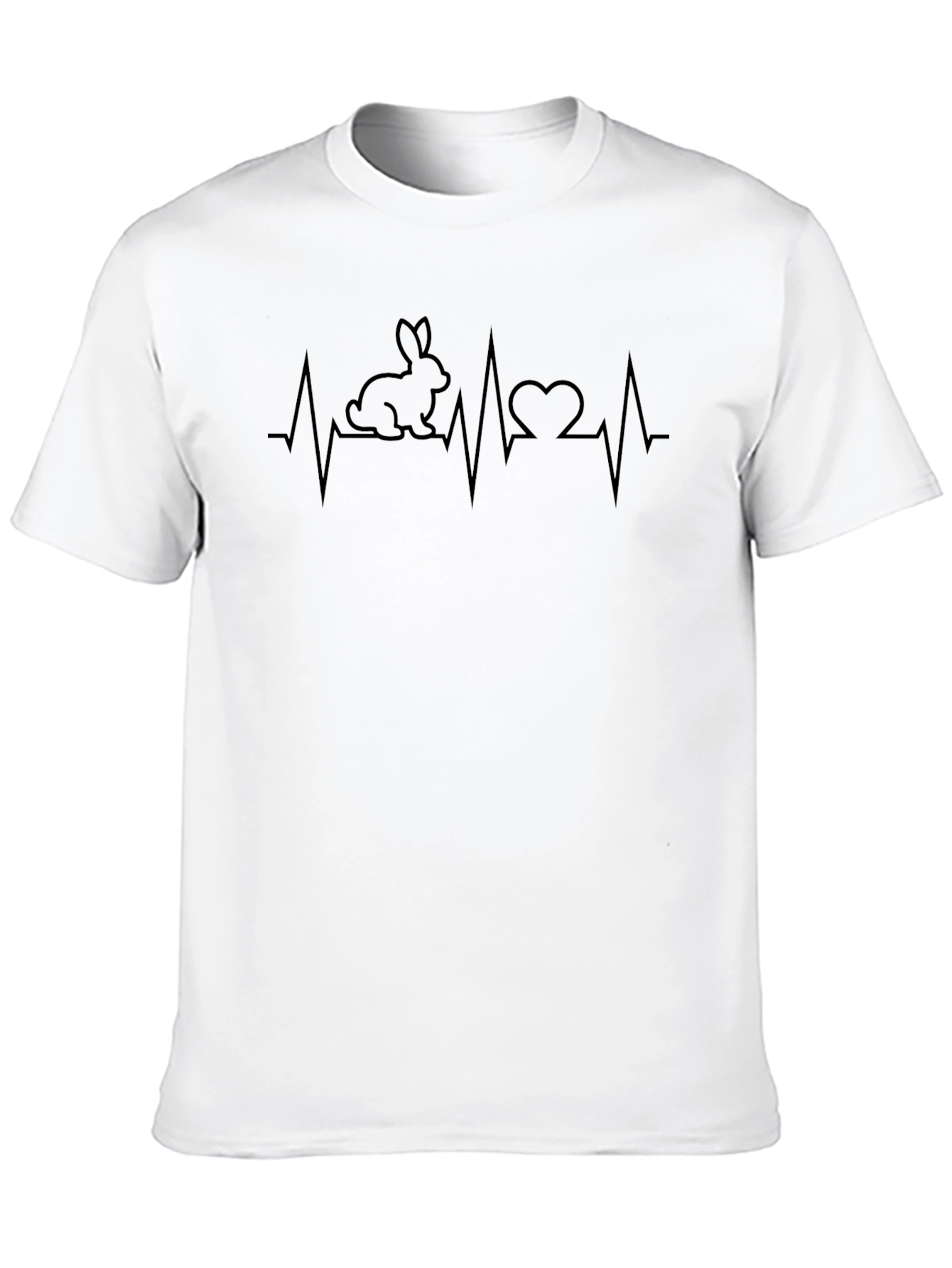 Bunny Heartbeat Graphic Tee - Black Cotton