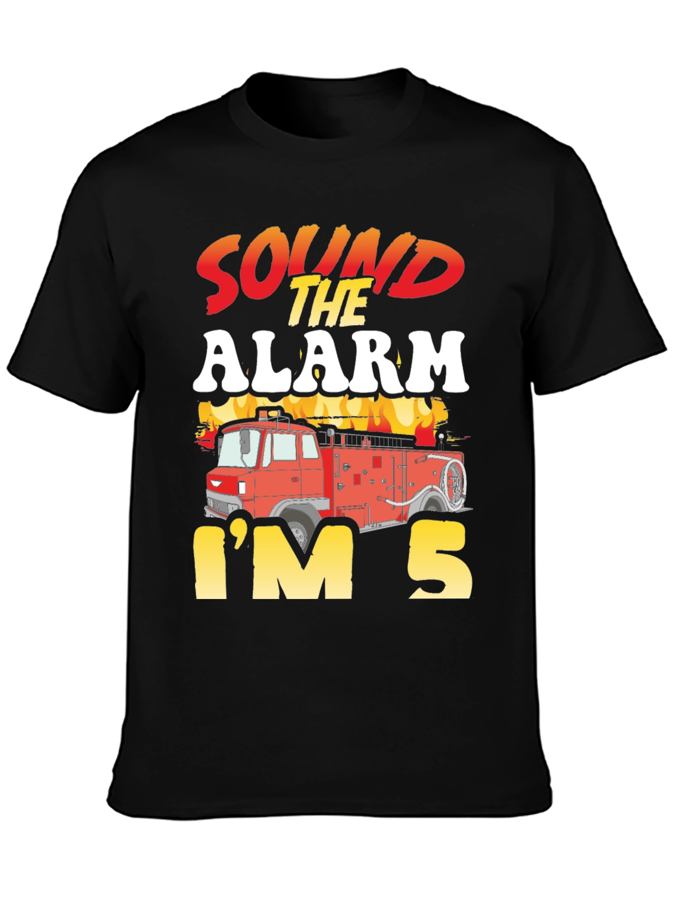 Sound The Alarm Im 5 Firetruck Birthday T-Shirt