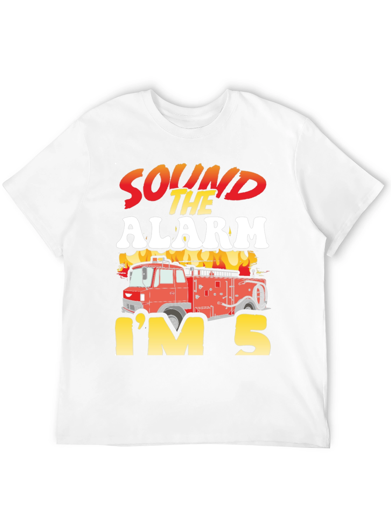 Sound The Alarm Im 5 Firetruck Birthday T-Shirt