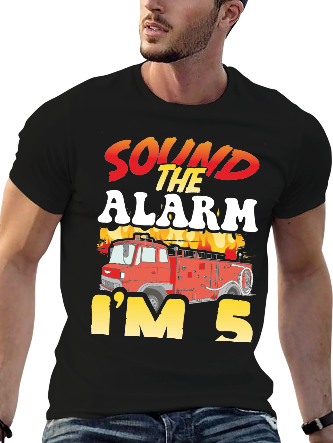 Sound The Alarm Im 5 Firetruck Birthday T-Shirt