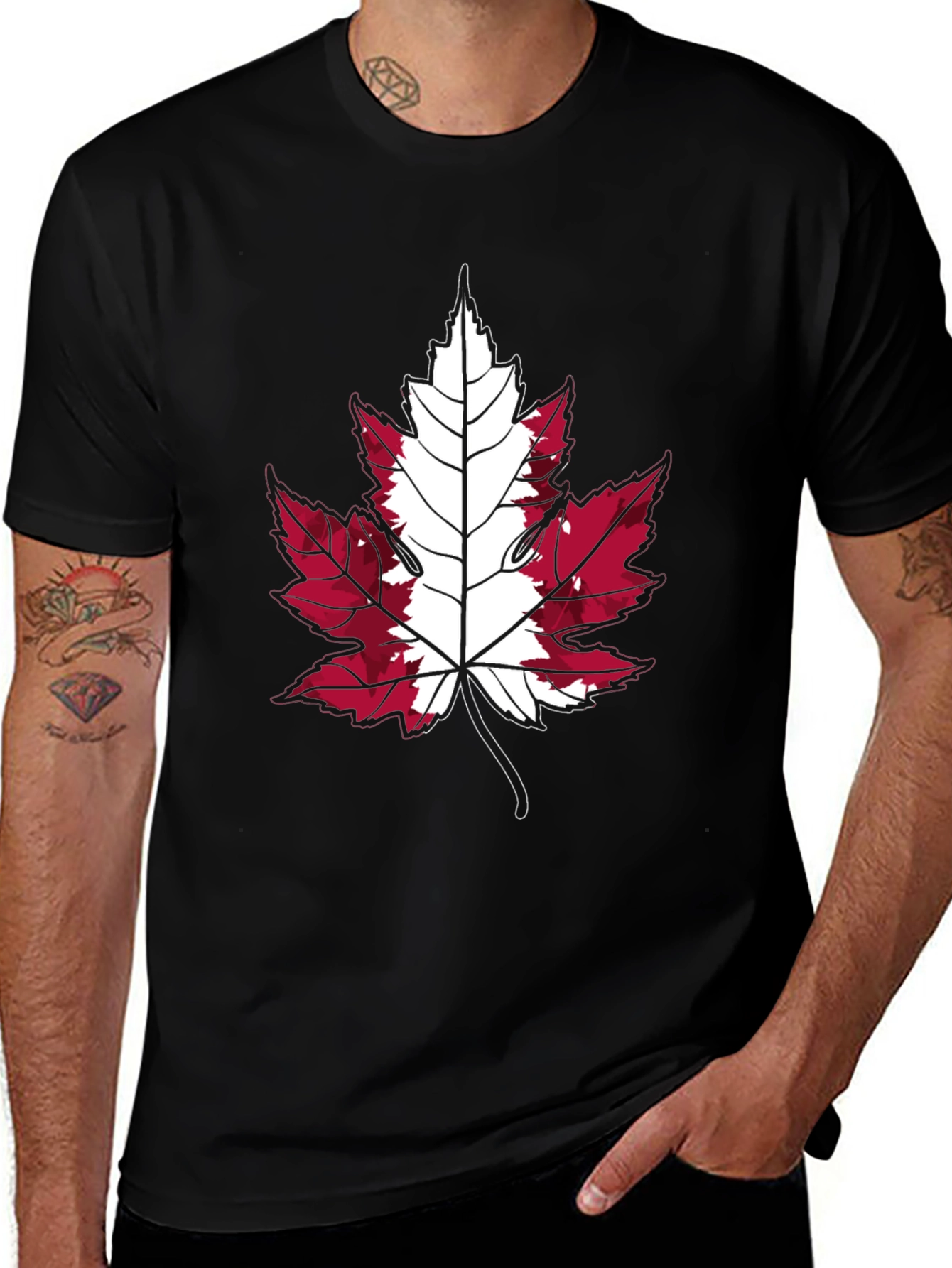 Canada Flag Maple Leaf T-Shirt - Black