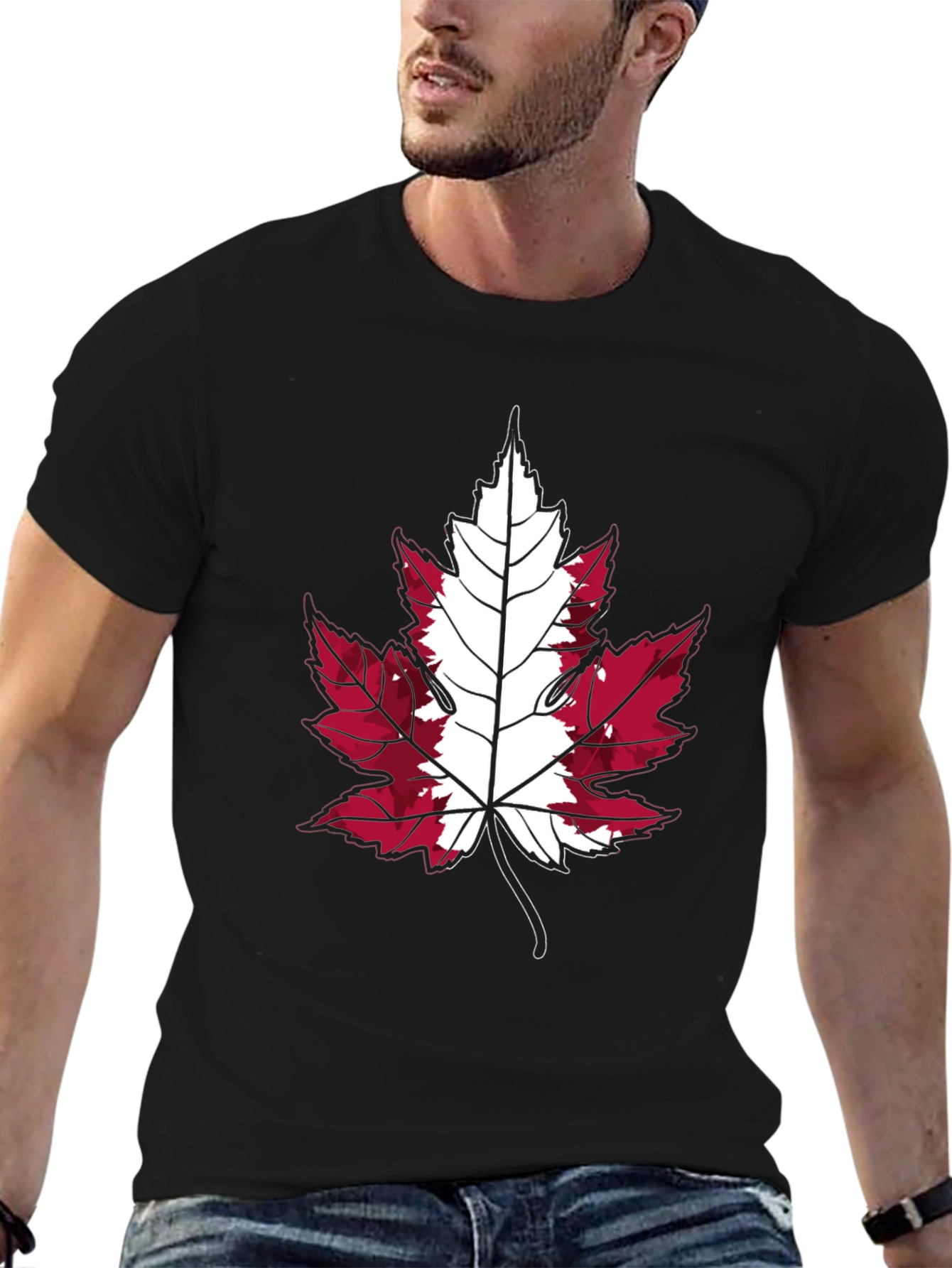 Canada Flag Maple Leaf T-Shirt - Black