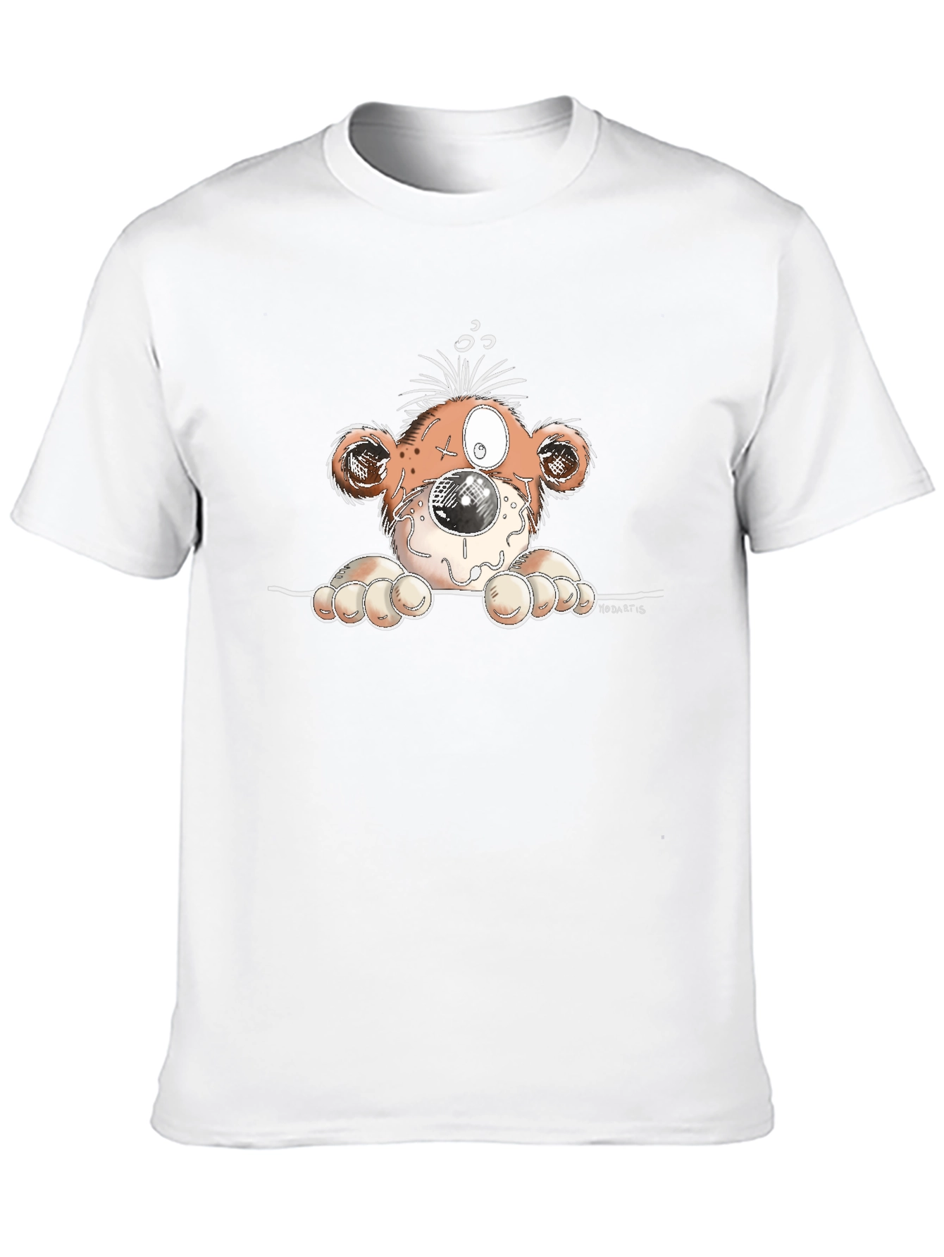 Cartoon Monster Graphic Tee - Black Cotton