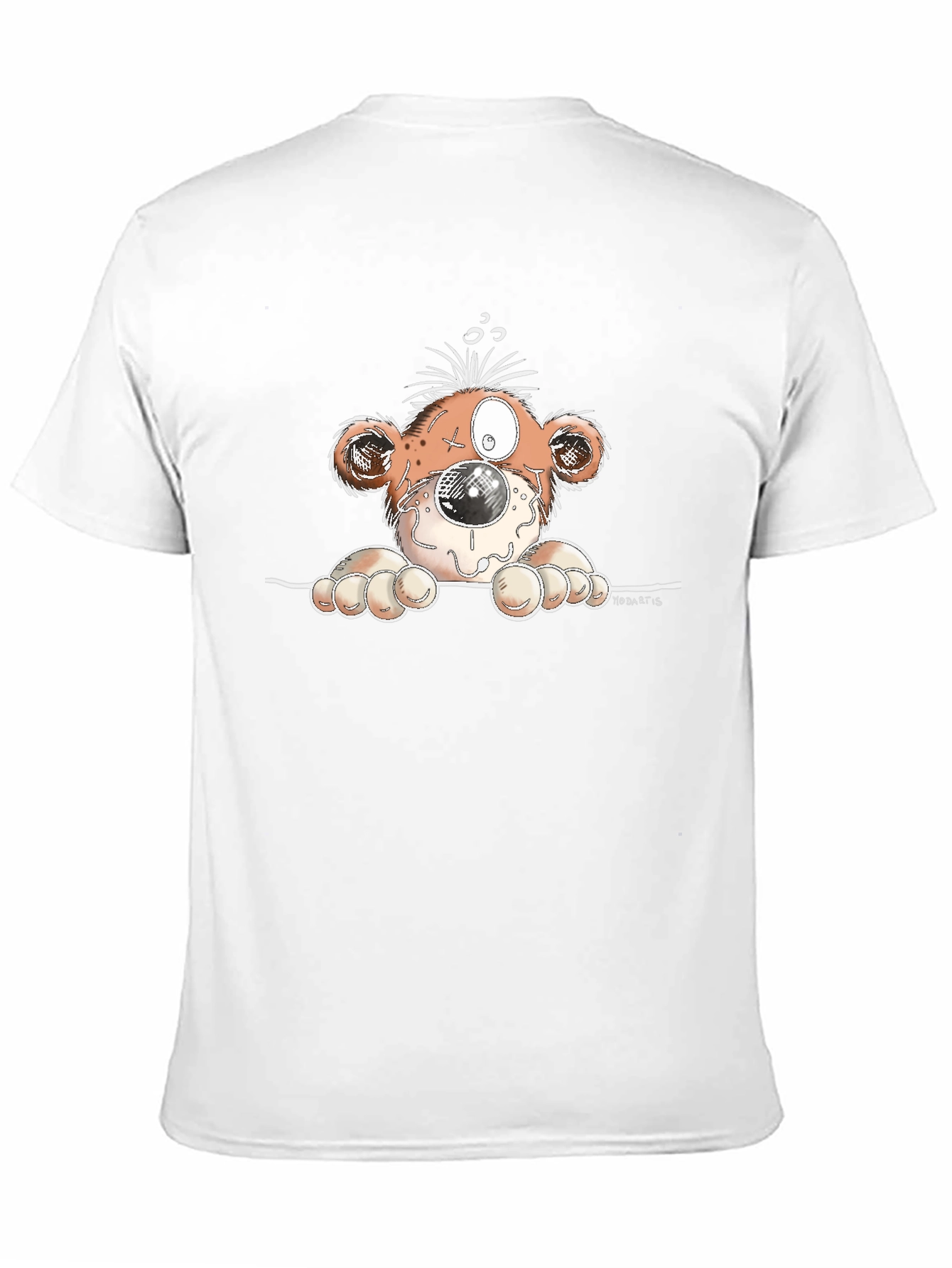 Cartoon Monster Graphic Tee - Black Cotton