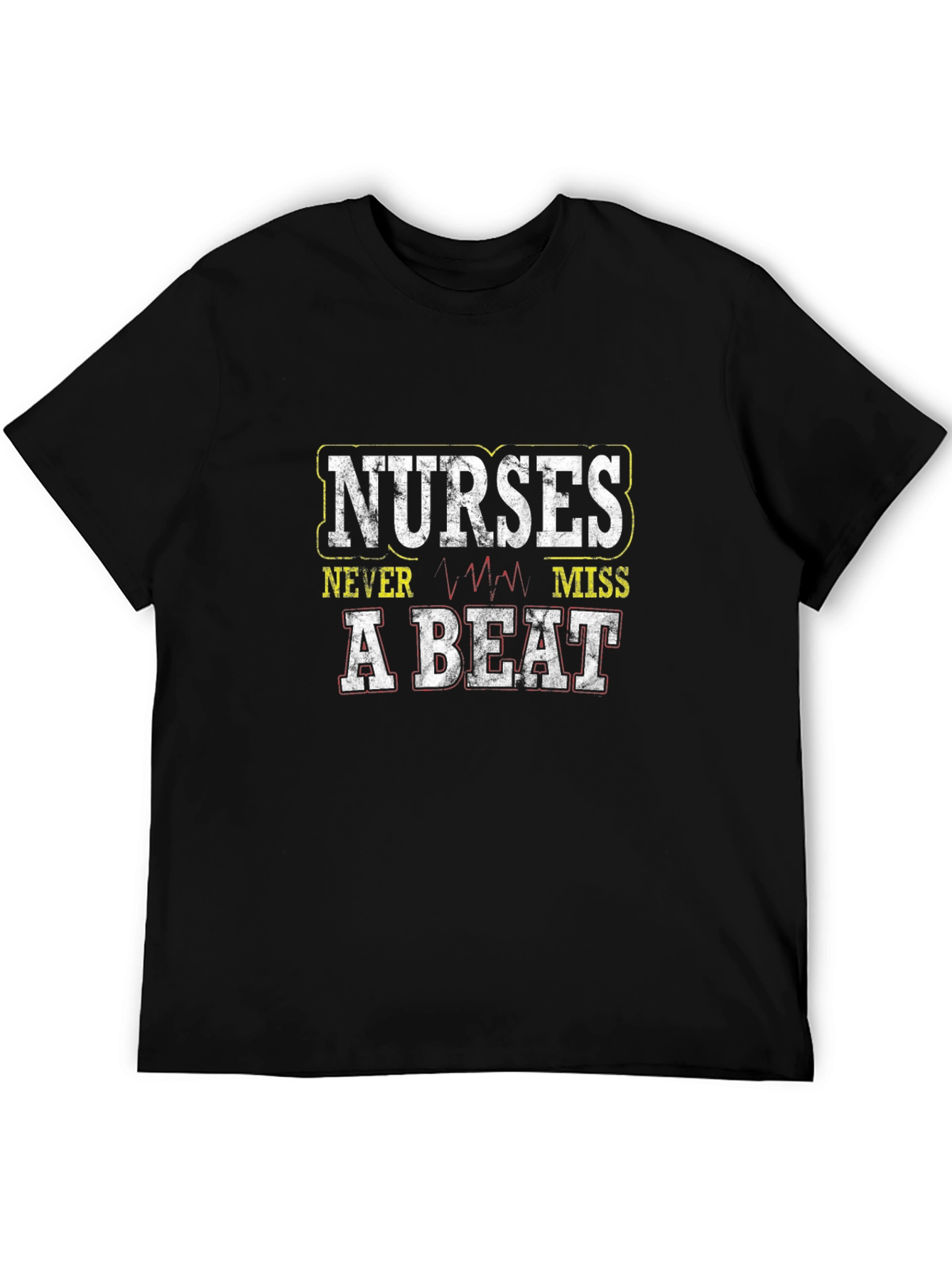 Nurses Never Miss a Beat Black Graphic T-Shirt