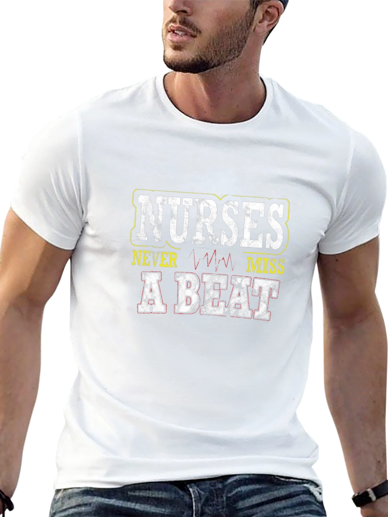 Nurses Never Miss a Beat Black Graphic T-Shirt