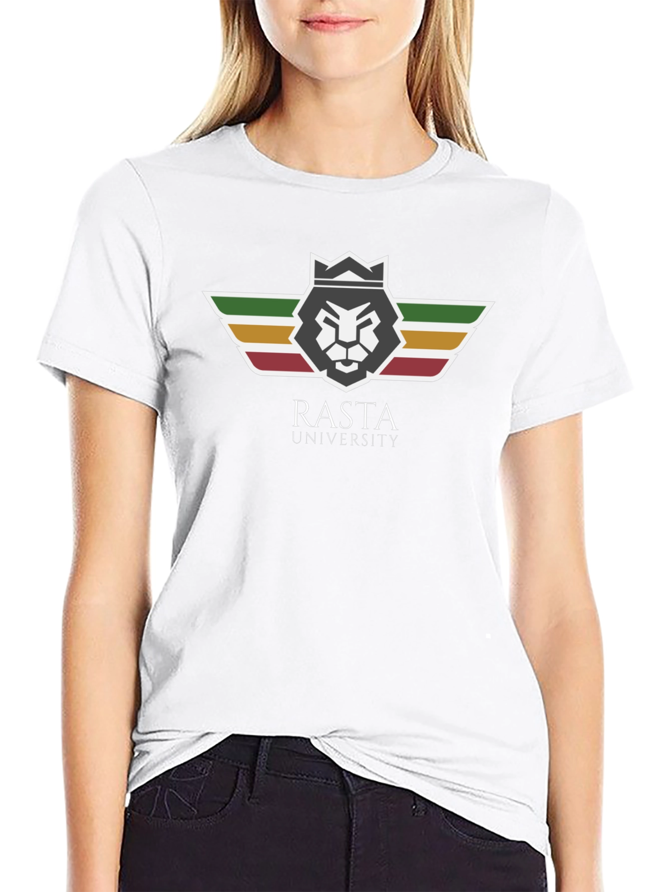 Rasta University Lion Graphic Tee - Black