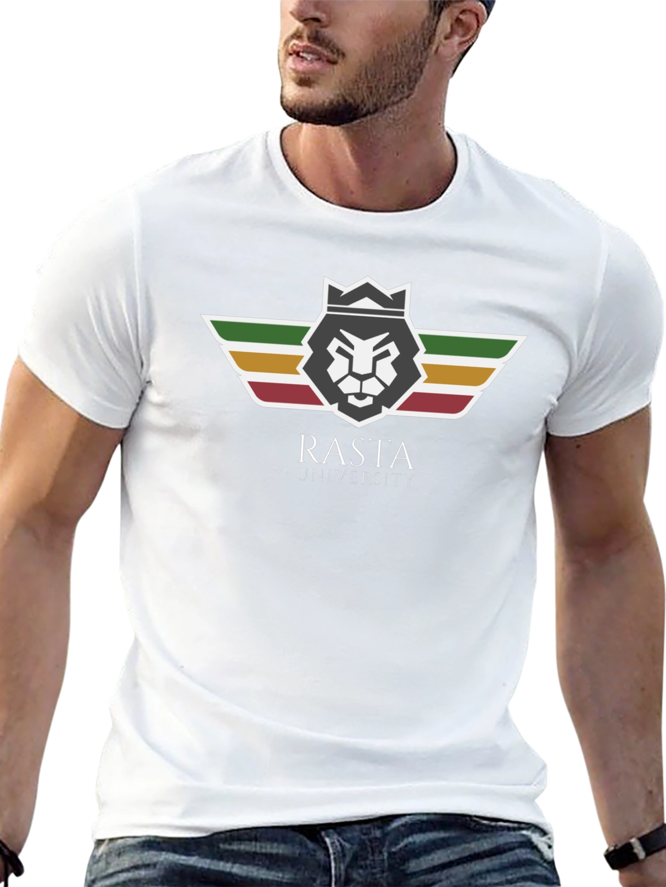 Rasta University Lion Graphic Tee - Black