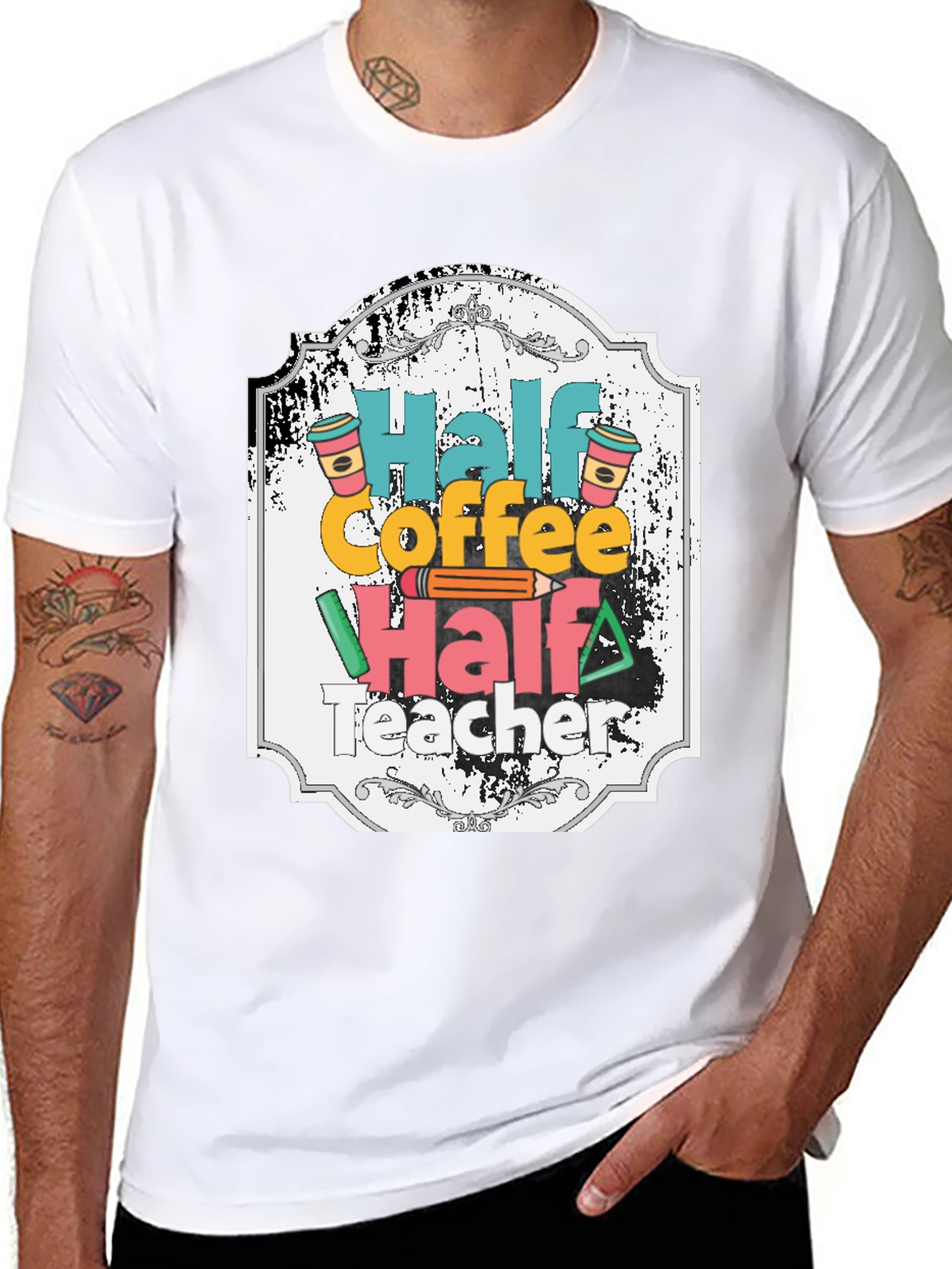 Half Coffee Half Teacher Graphic Tee