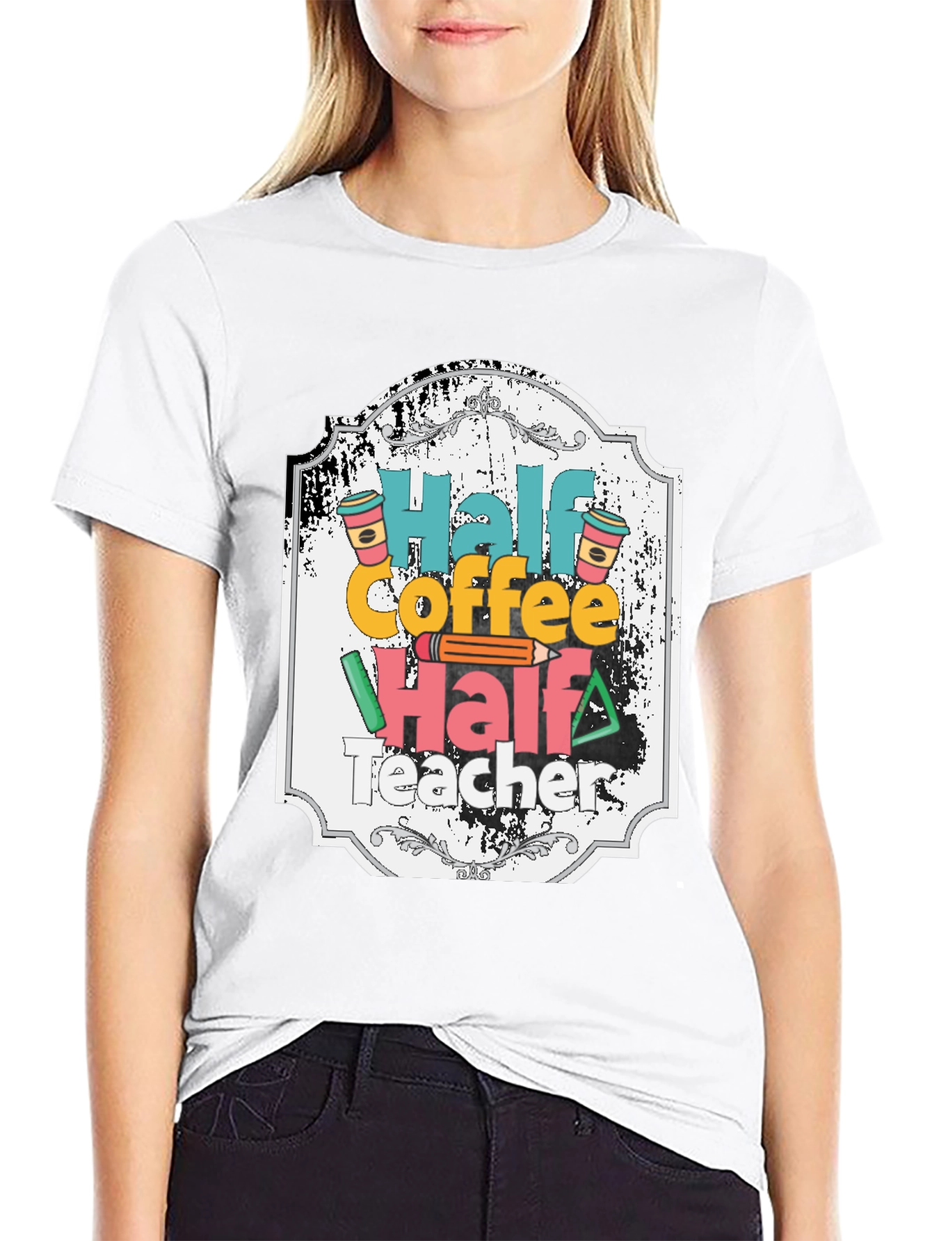 Half Coffee Half Teacher Graphic Tee