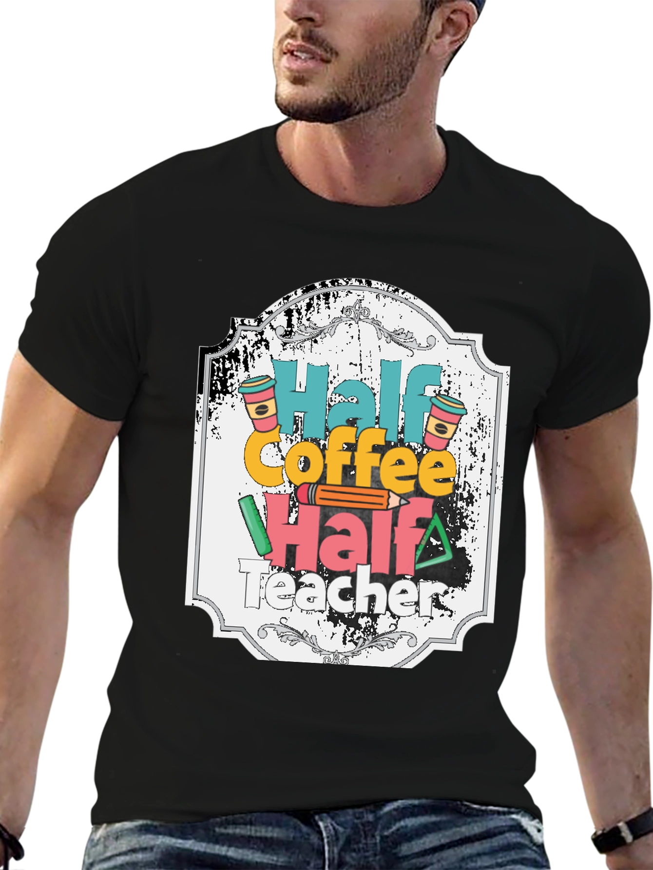 Half Coffee Half Teacher Graphic Tee