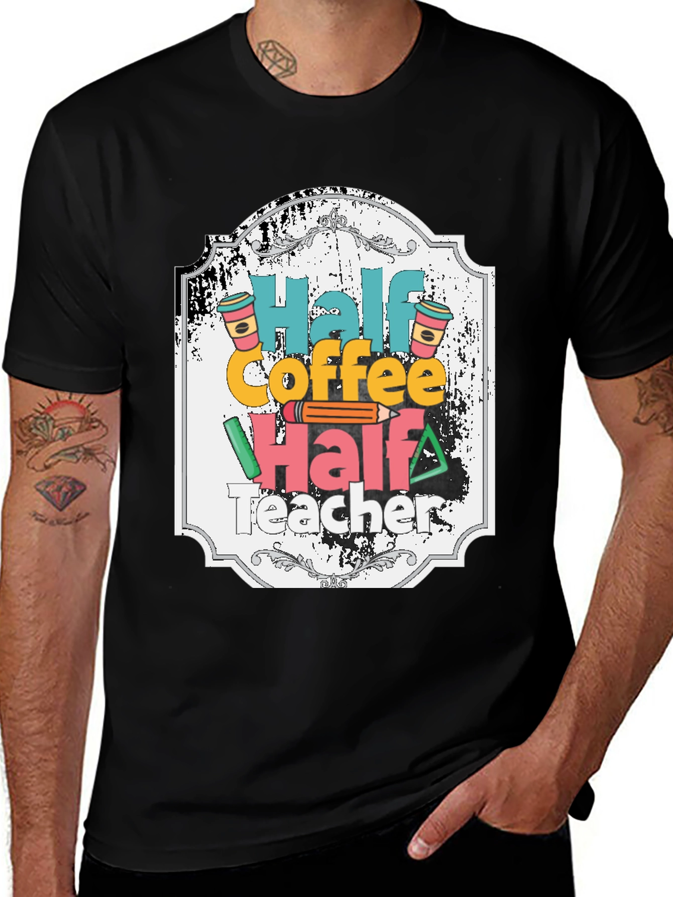 Half Coffee Half Teacher Graphic Tee