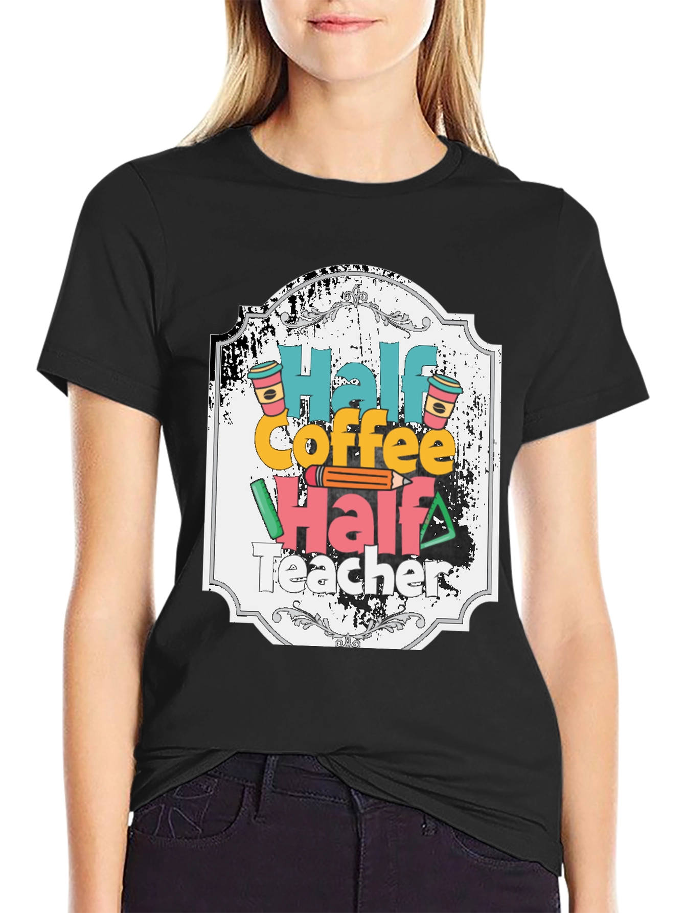 Half Coffee Half Teacher Graphic Tee