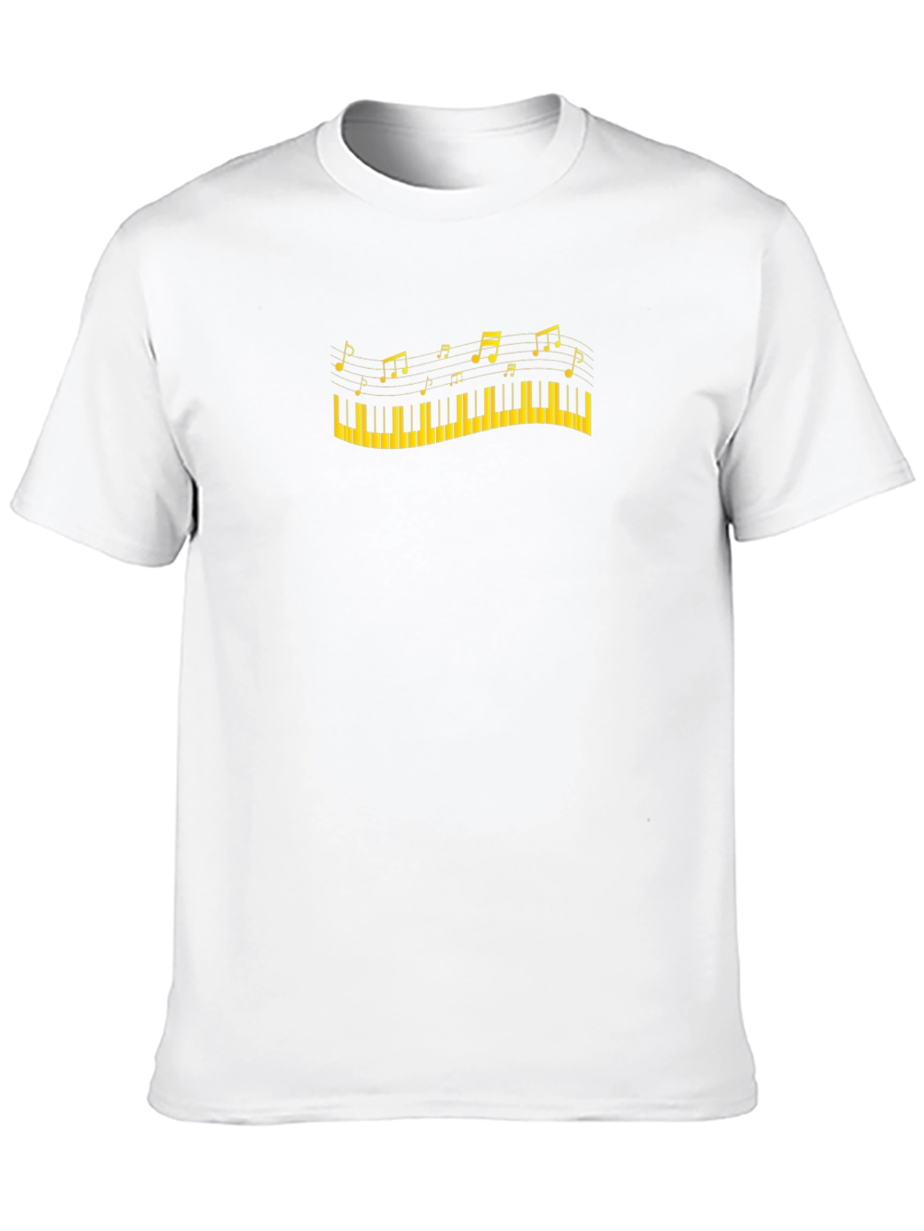 Piano Keys and Notes Graphic Black T-Shirt