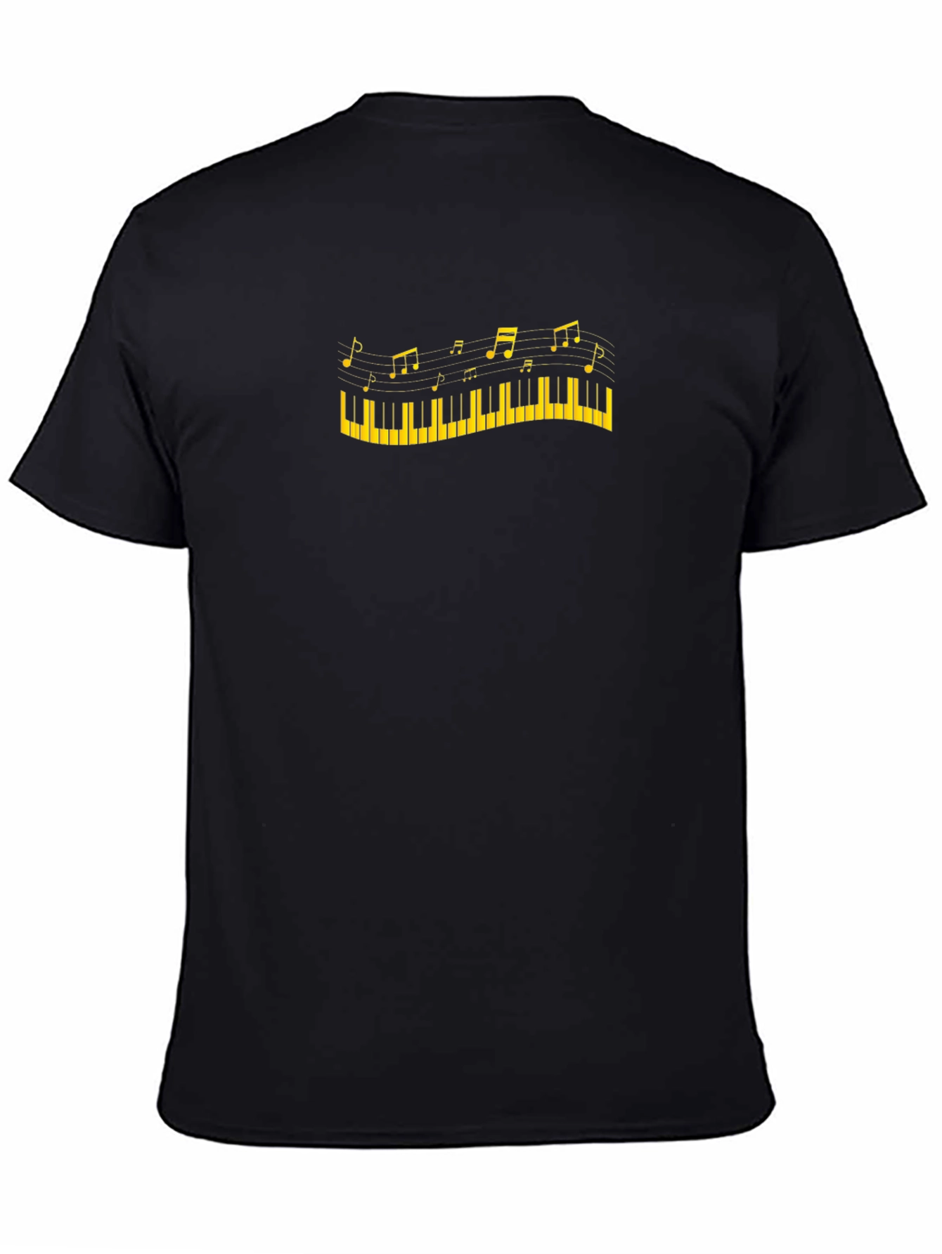 Piano Keys and Notes Graphic Black T-Shirt