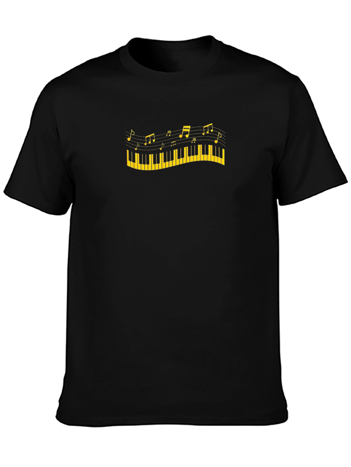 Piano Keys and Notes Graphic Black T-Shirt