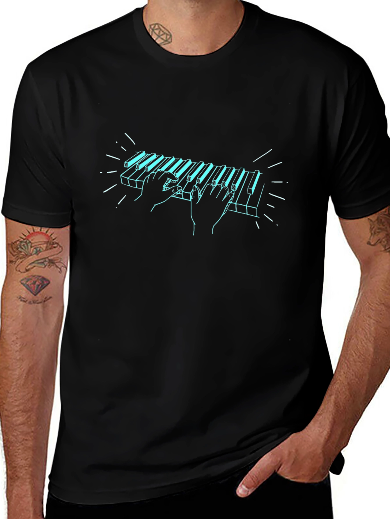 Piano Player Graphic Tee - Cool Music Shirt
