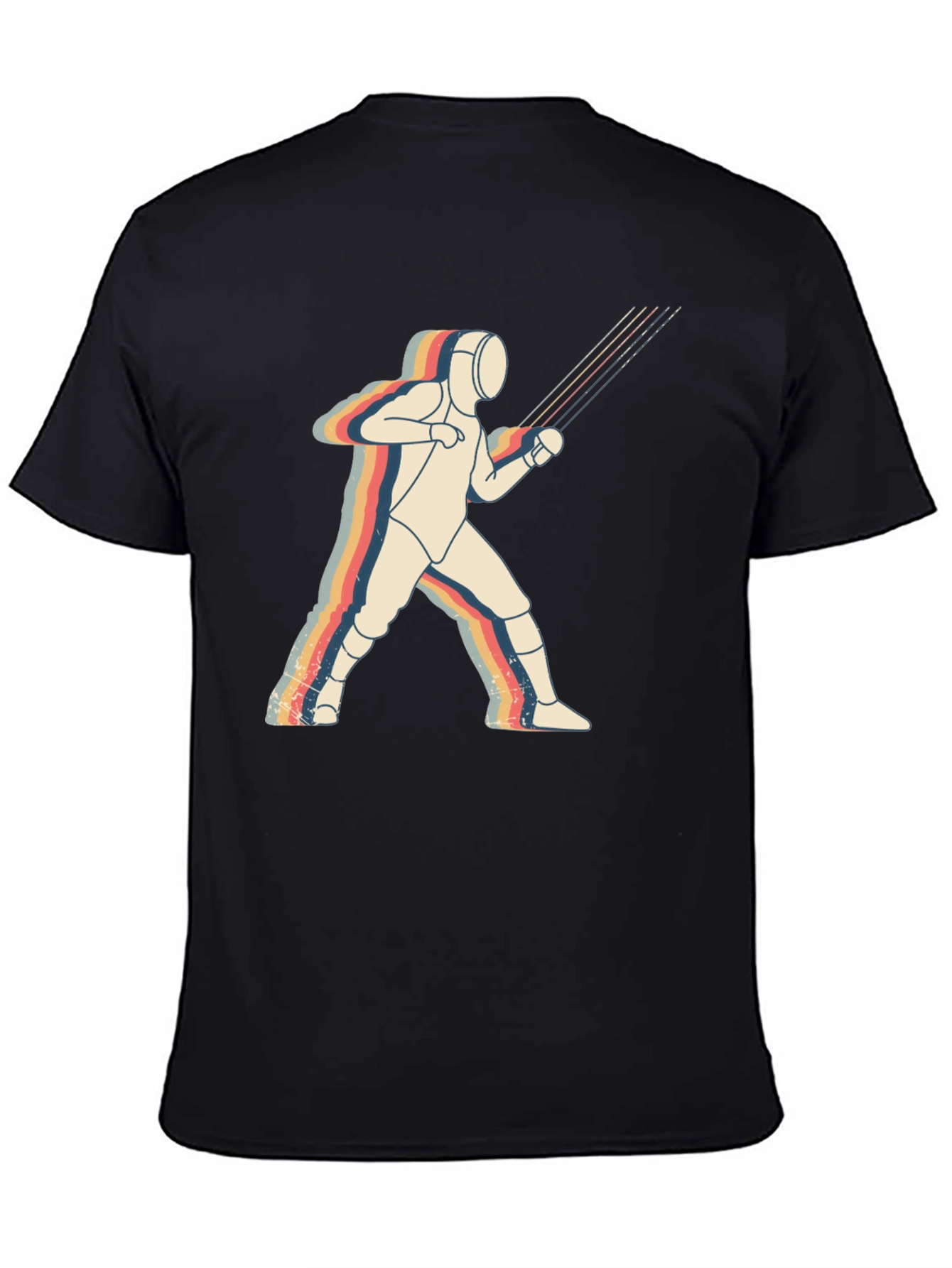 Fencing Retro Graphic T-Shirt - Black