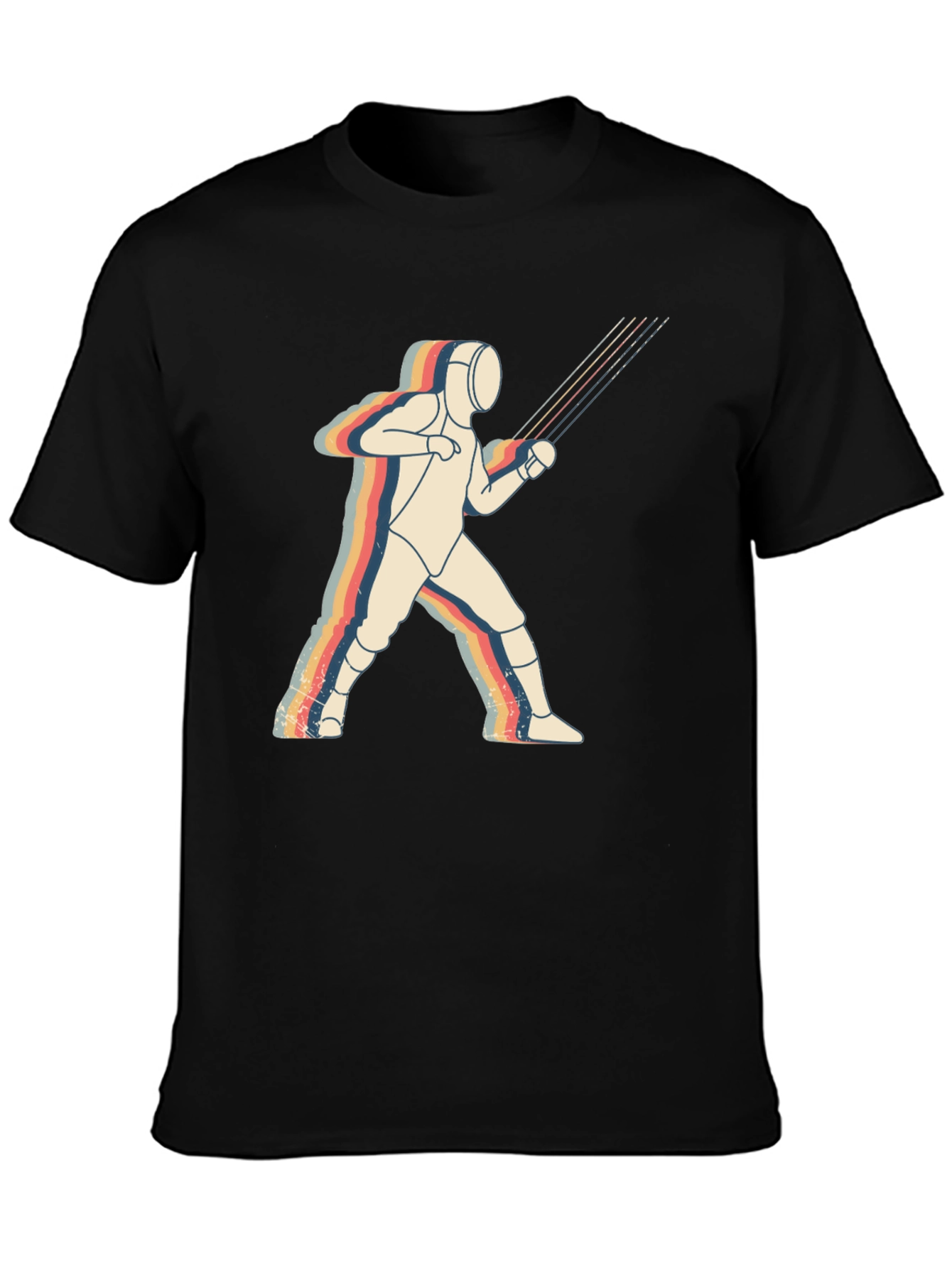 Fencing Retro Graphic T-Shirt - Black