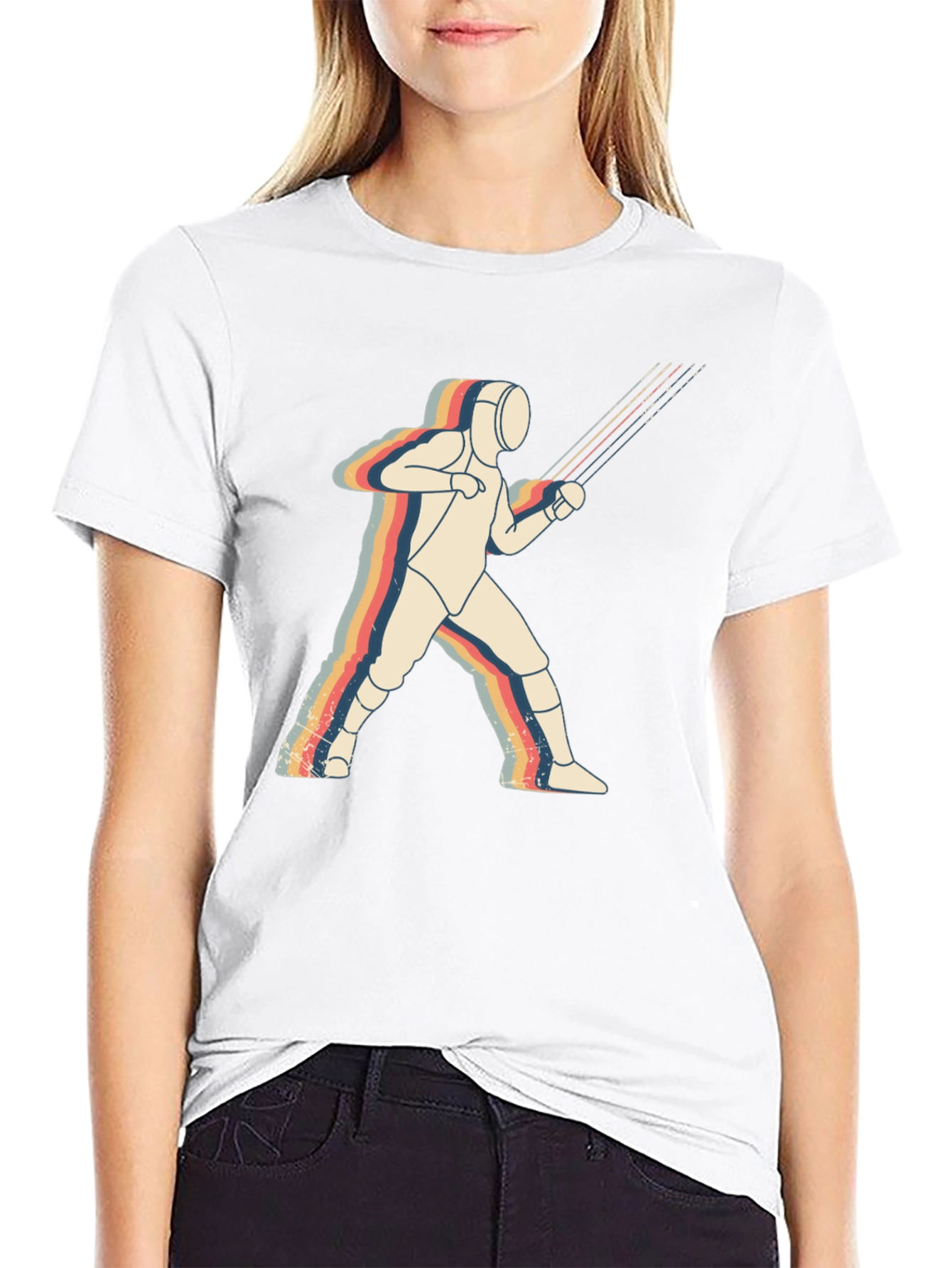 Fencing Retro Graphic T-Shirt - Black