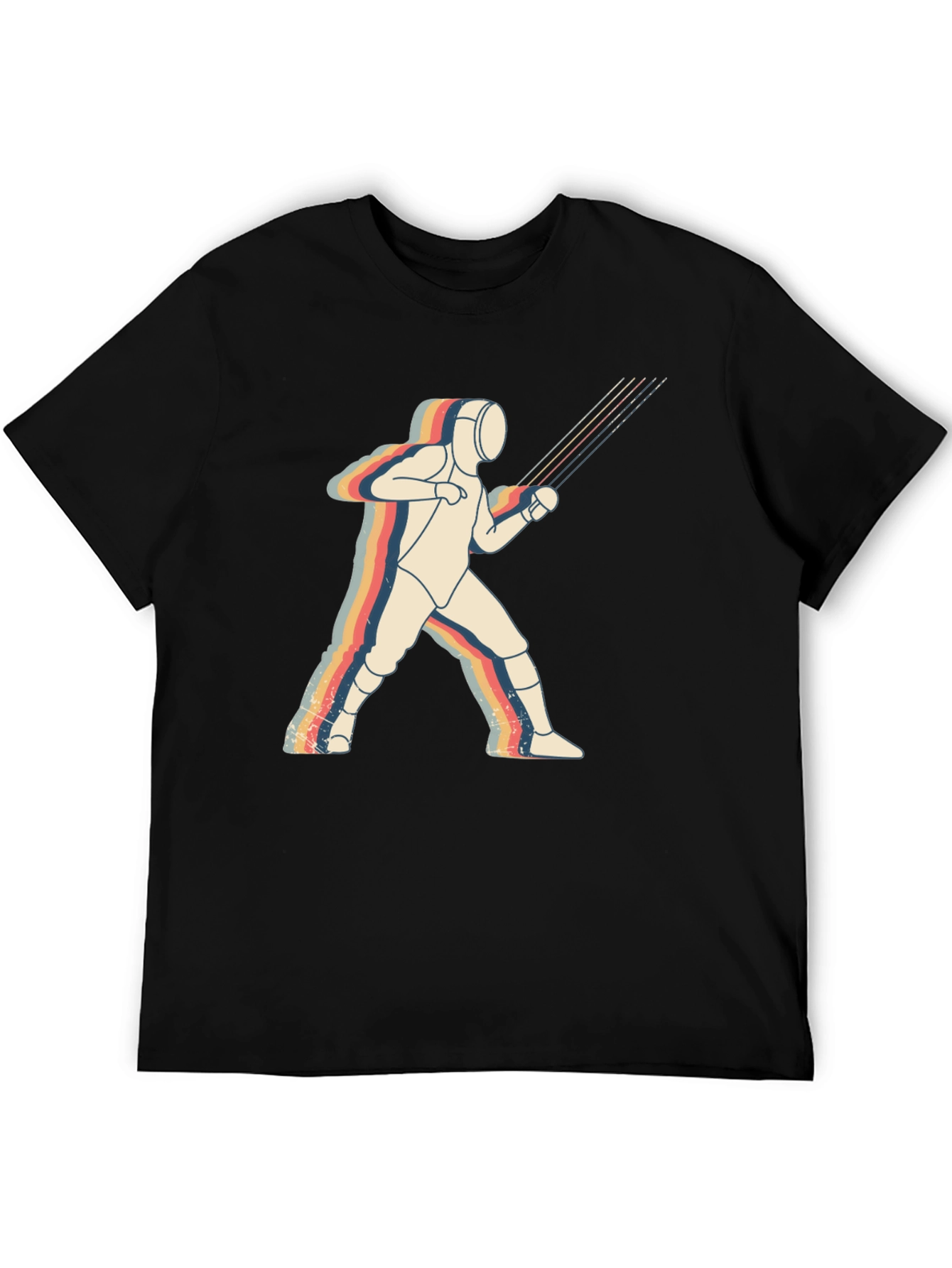 Fencing Retro Graphic T-Shirt - Black