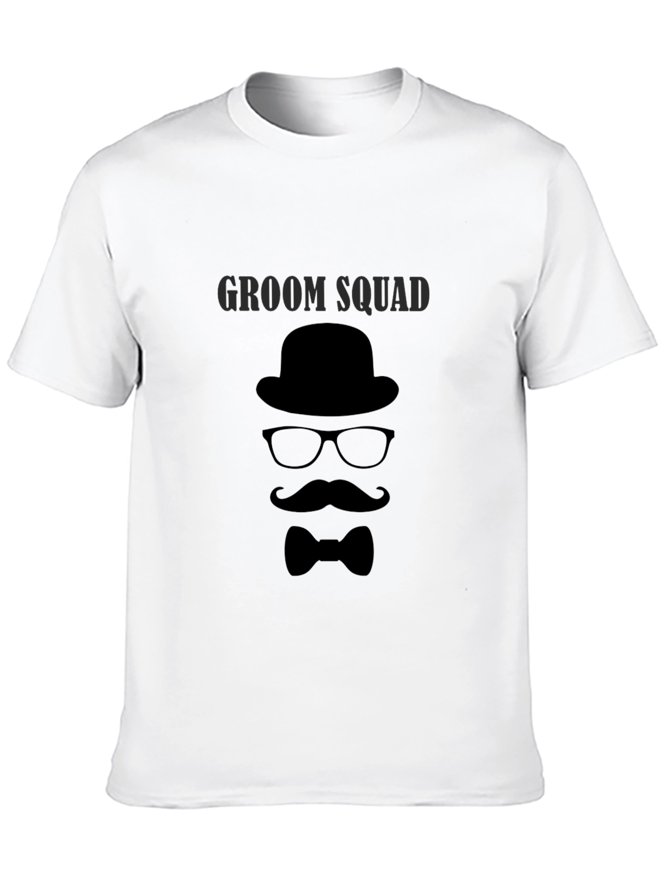 Groom Squad T-Shirt - Bowler Hat Bow Tie Design