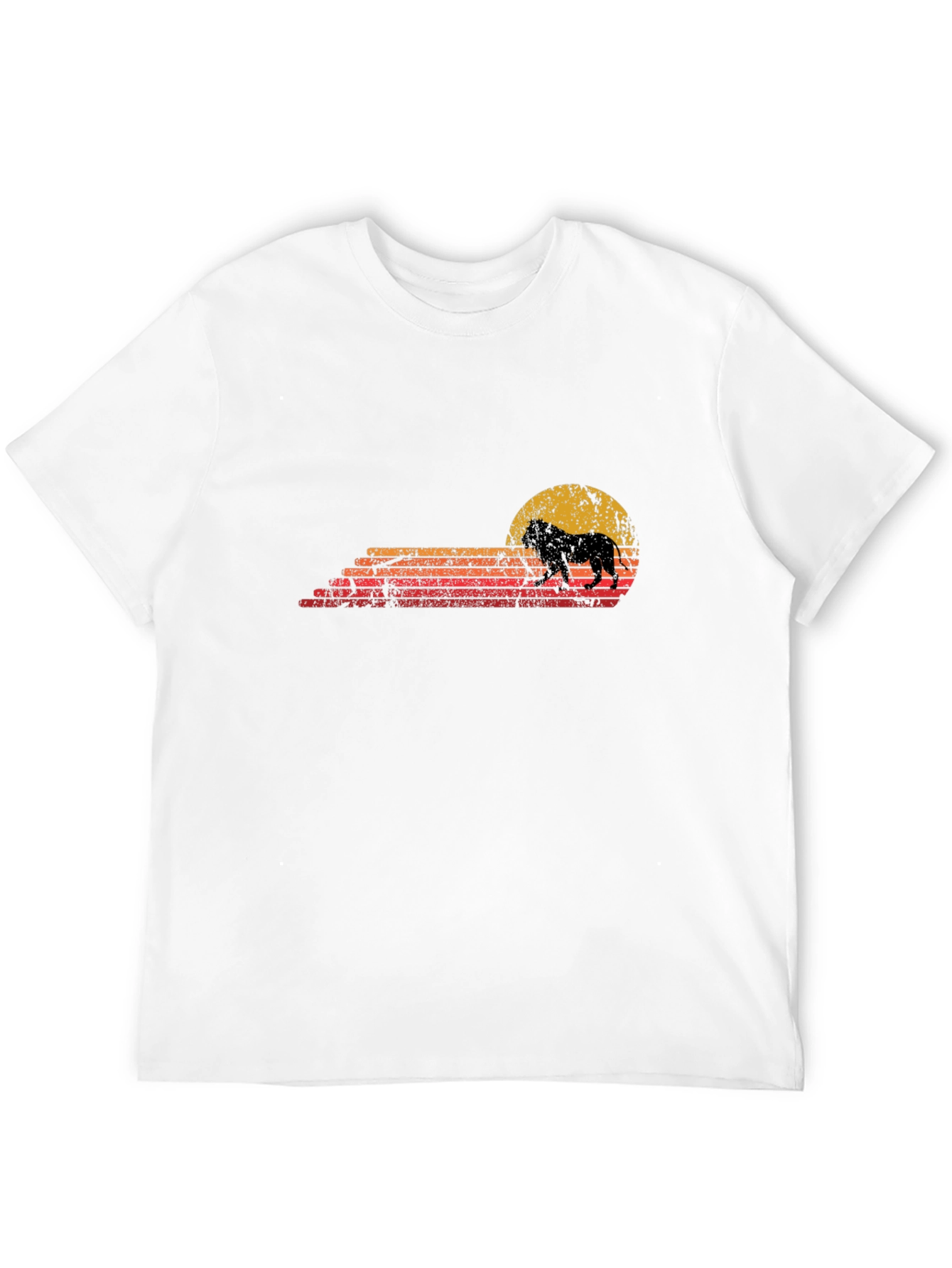Lion Sunset Graphic Tee - Retro Style