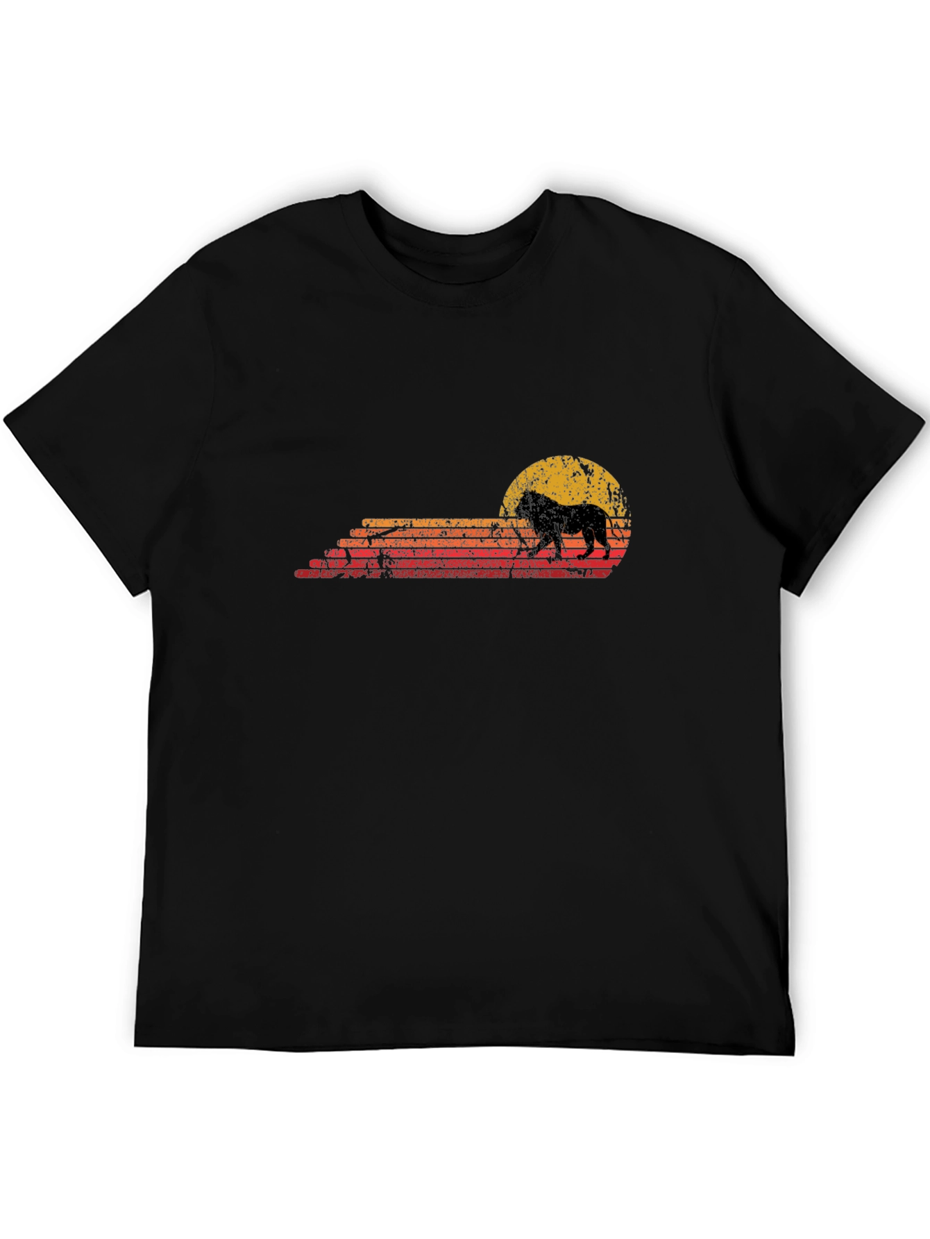 Lion Sunset Graphic Tee - Retro Style