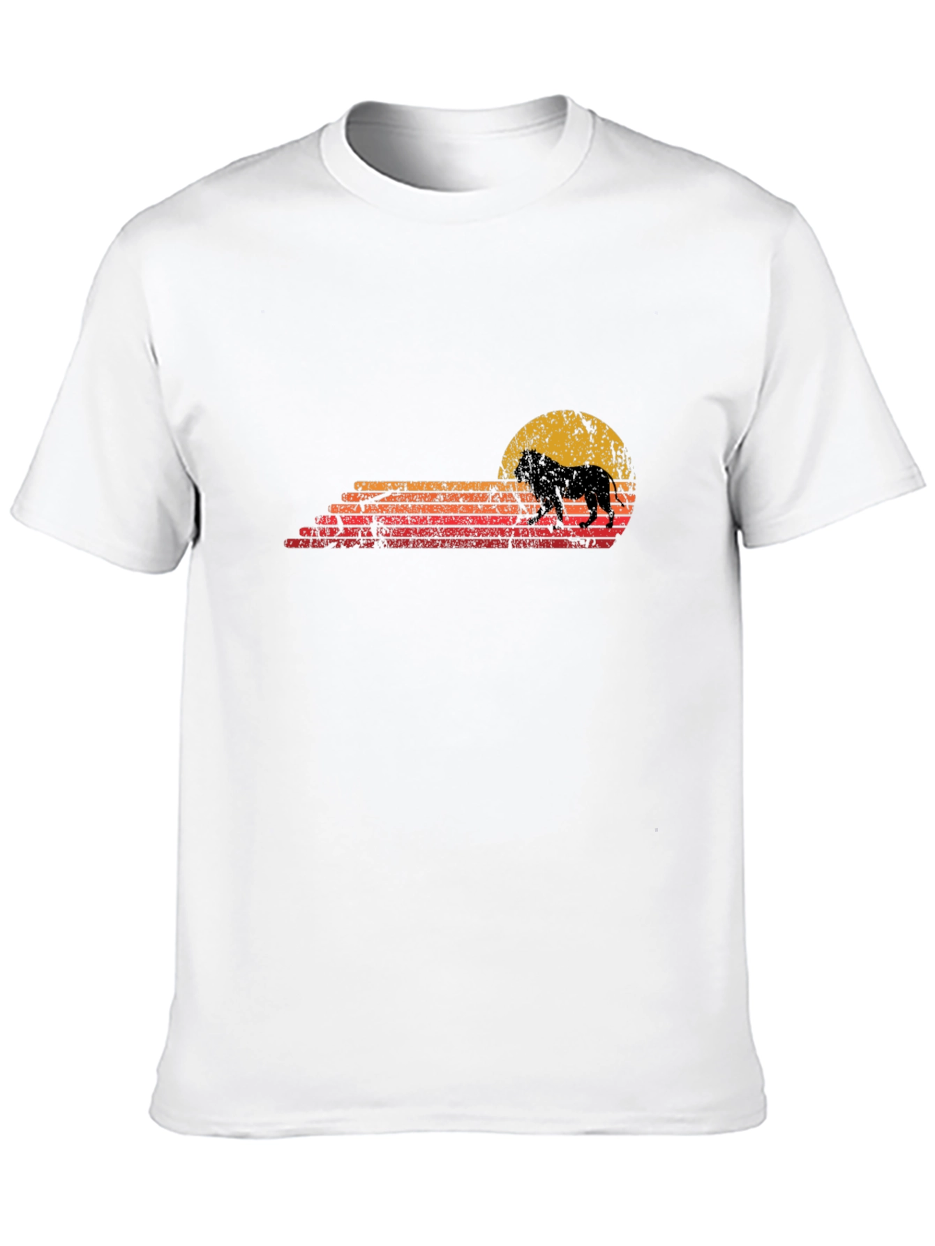 Lion Sunset Graphic Tee - Retro Style